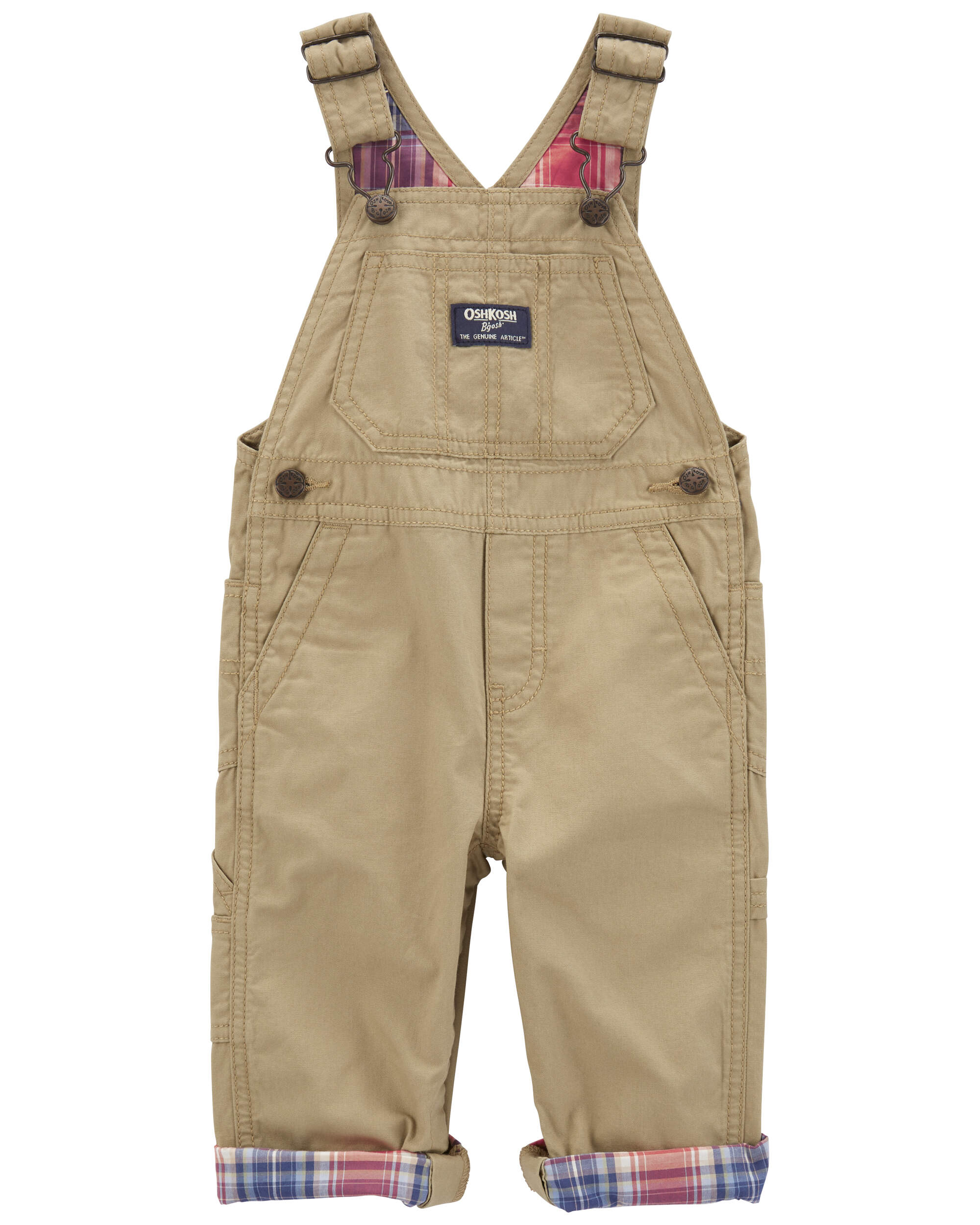 Baby Classic Plaid-Lined Canvas Overalls