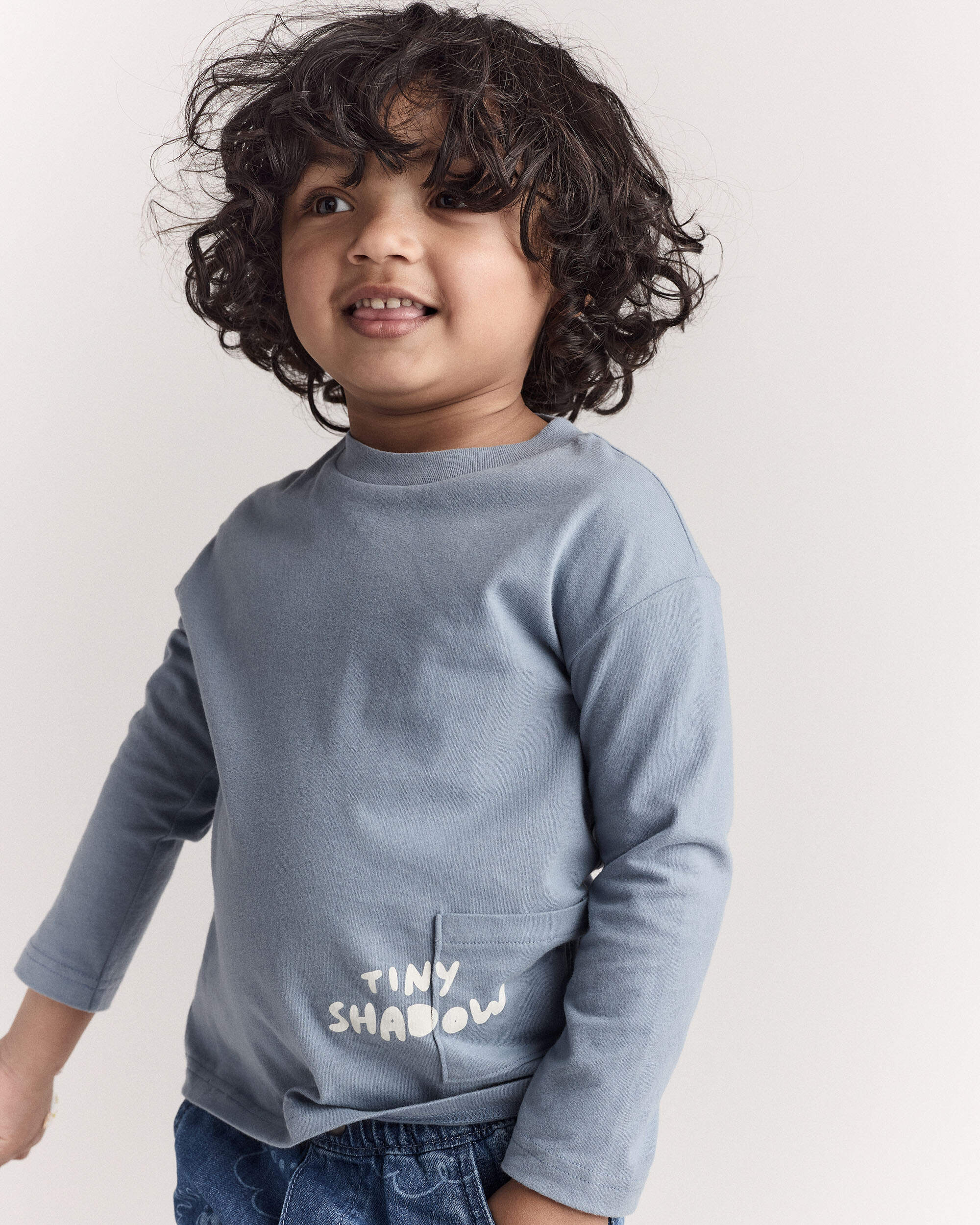 Toddler Tiny Shadow Long-Sleeve Pocket Graphic Tee - Blue