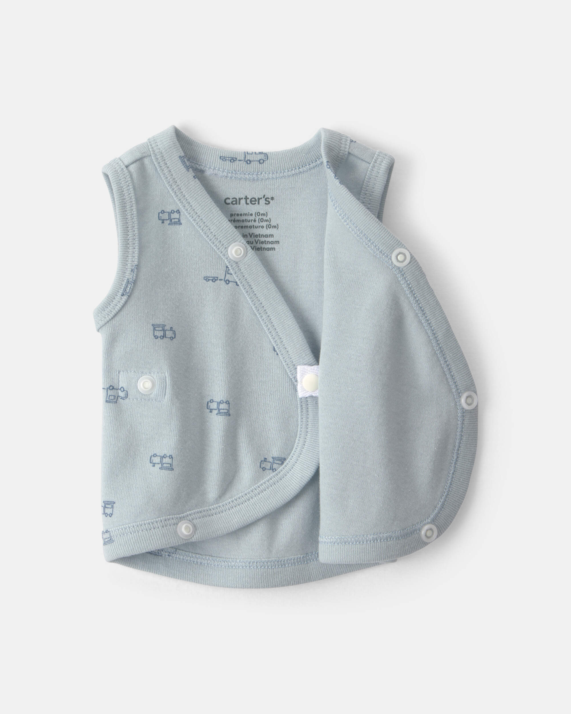 Baby Boy Train Side-Snap Tank - Blue