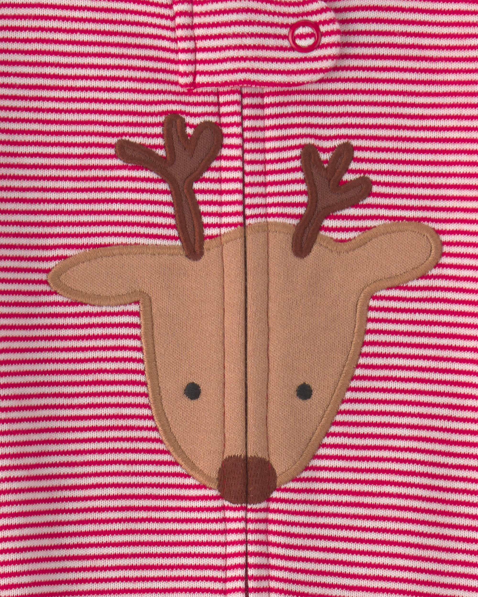 Baby Reindeer 100% Cotton 2-Way Zip Sleeper - Red