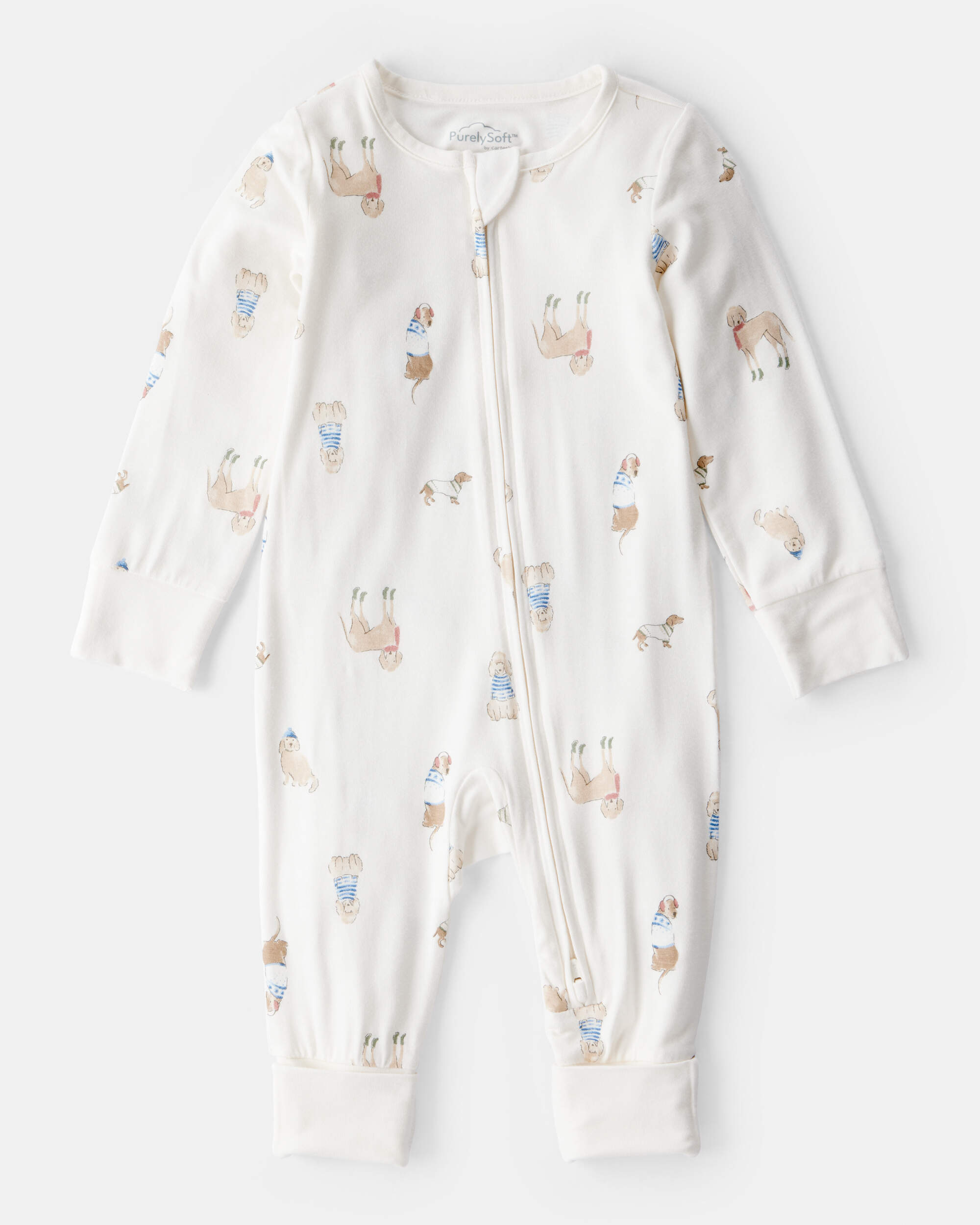 Baby Dog Print PurelySoft Snug Fit Sleeper - Cream