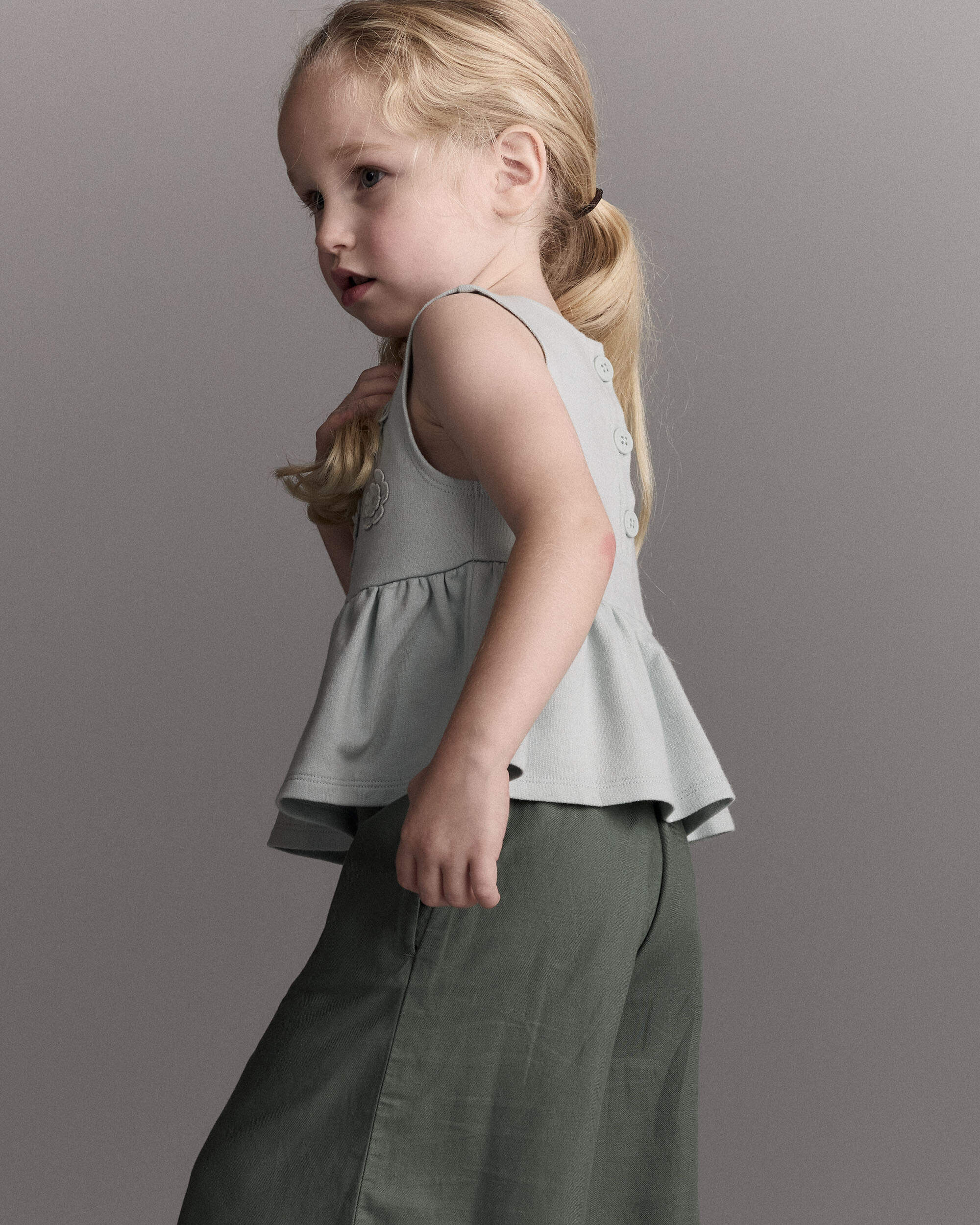 Toddler Girl Haut péplum à imprimé fleurs - Bleu clair