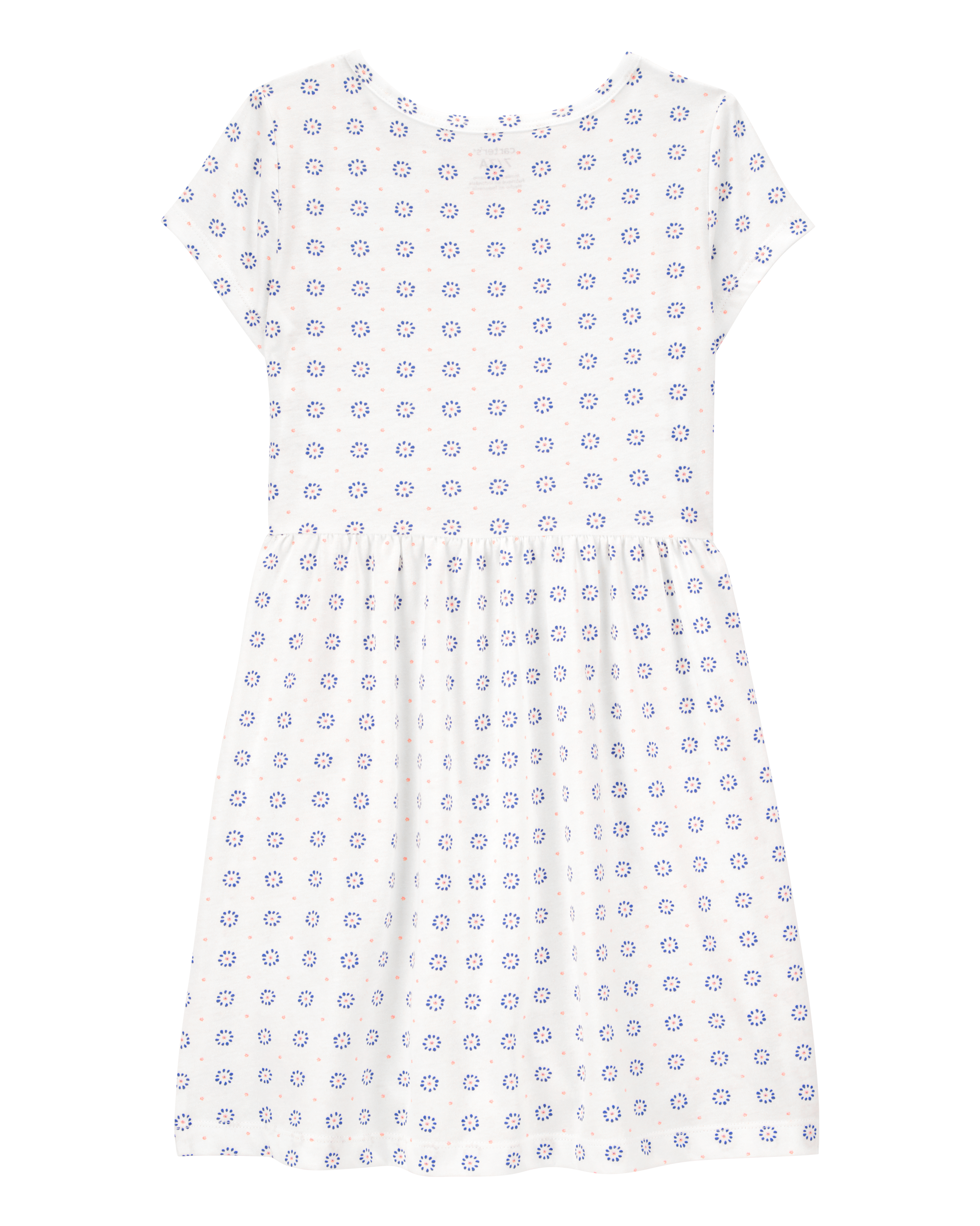Girls Floral Short-Sleeve Dress- Ivory