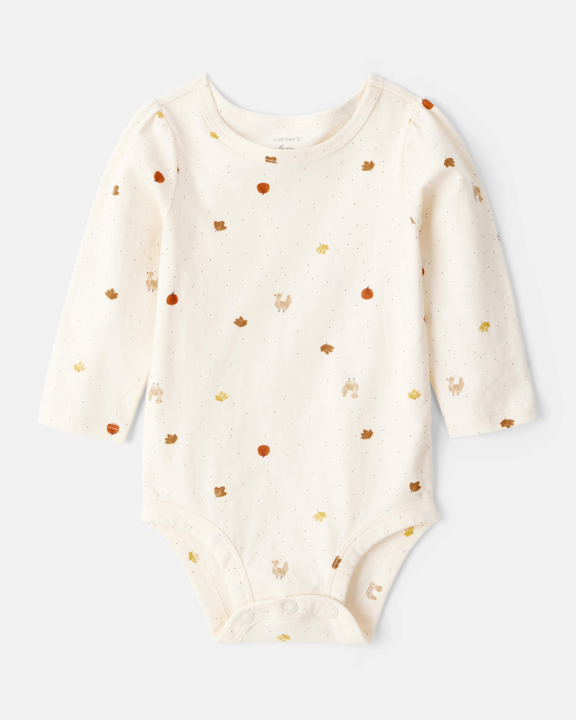 Baby Girl 3-Piece Turkey Print Cotton Dress Set - White/Brown