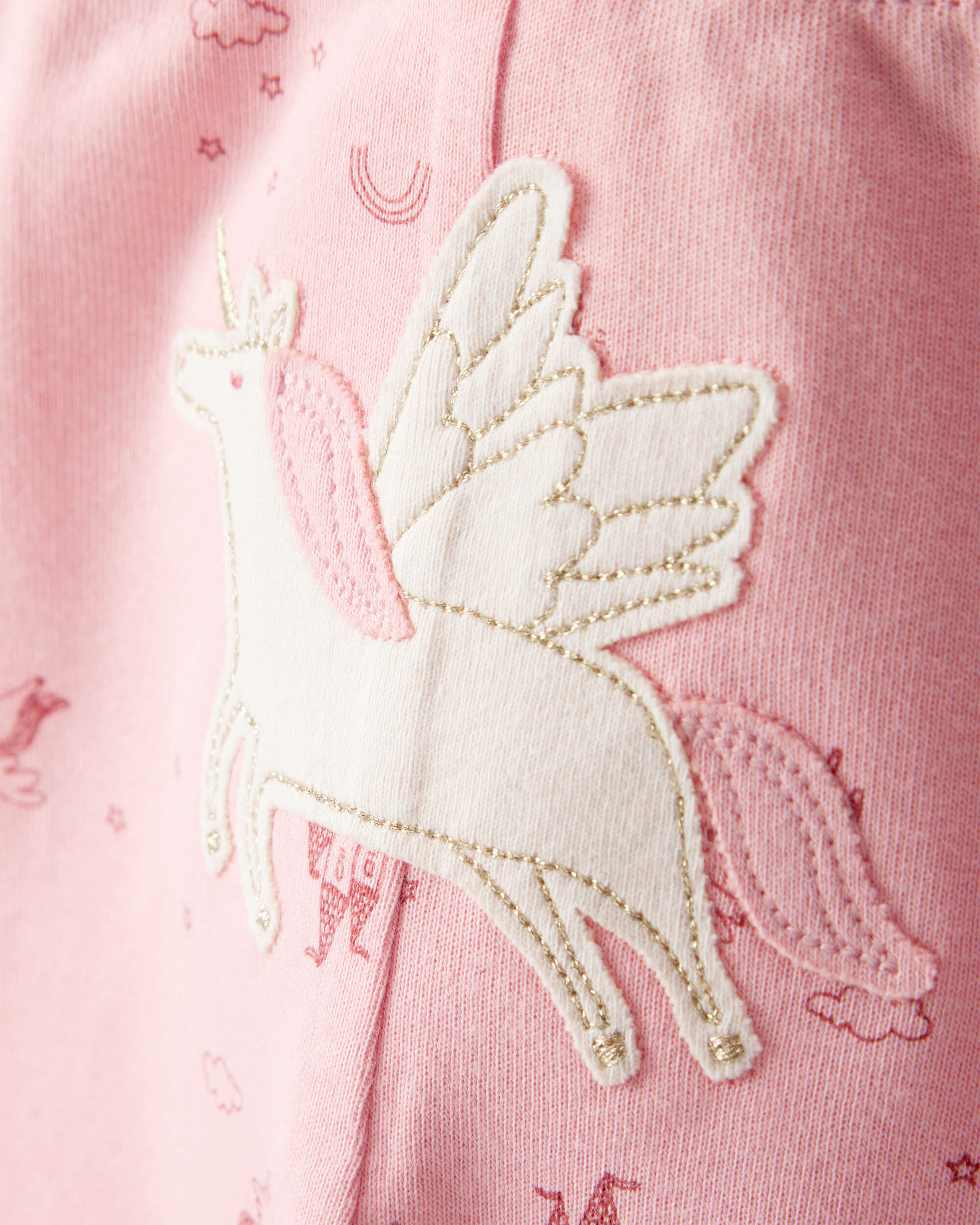 Baby Girl 3-Piece Unicorn Star Print Cotton Long-Sleeve Bodysuit & Pant Set - Pink/White