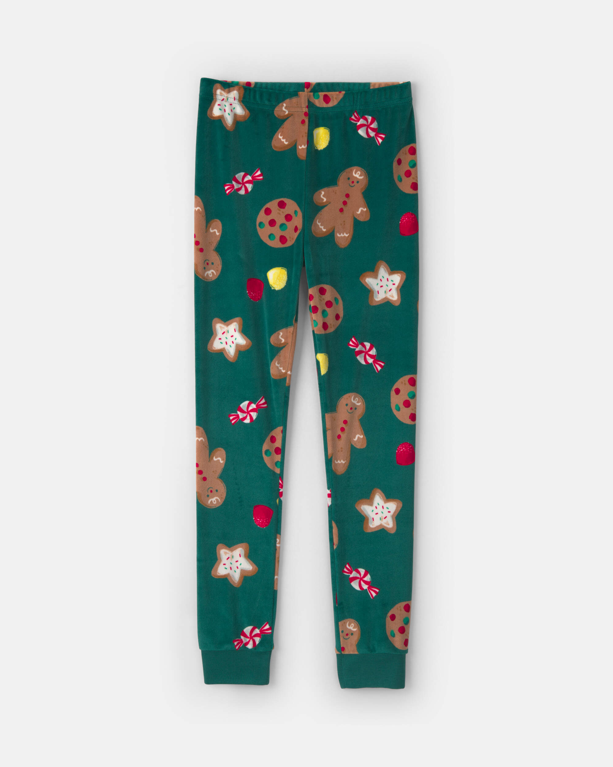 Kids 2-Piece Christmas Gingerbread DreamPlush Snug Fit Pyjama Set - Green