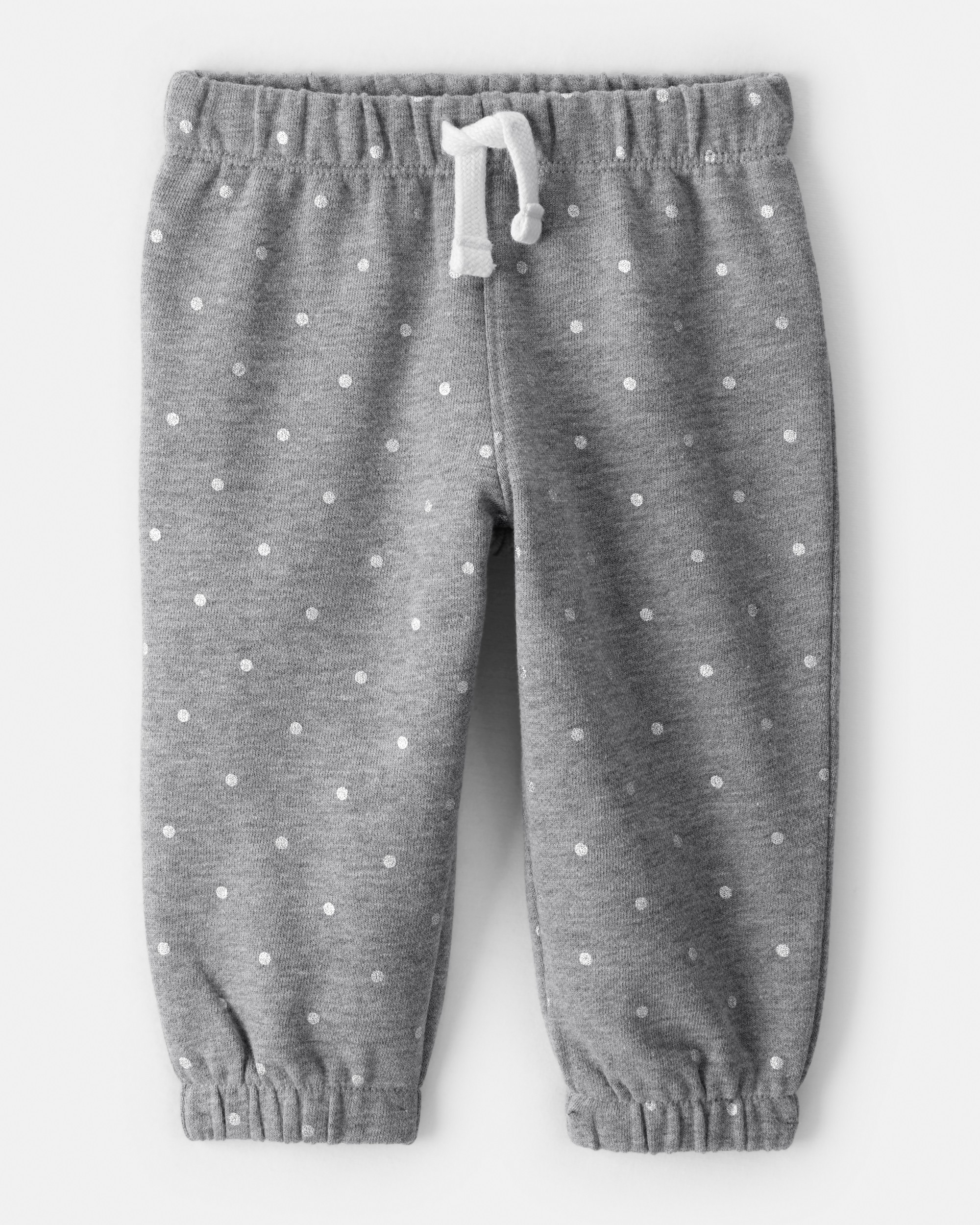 Baby Girl Polka Dot Fleece Pants - Grey