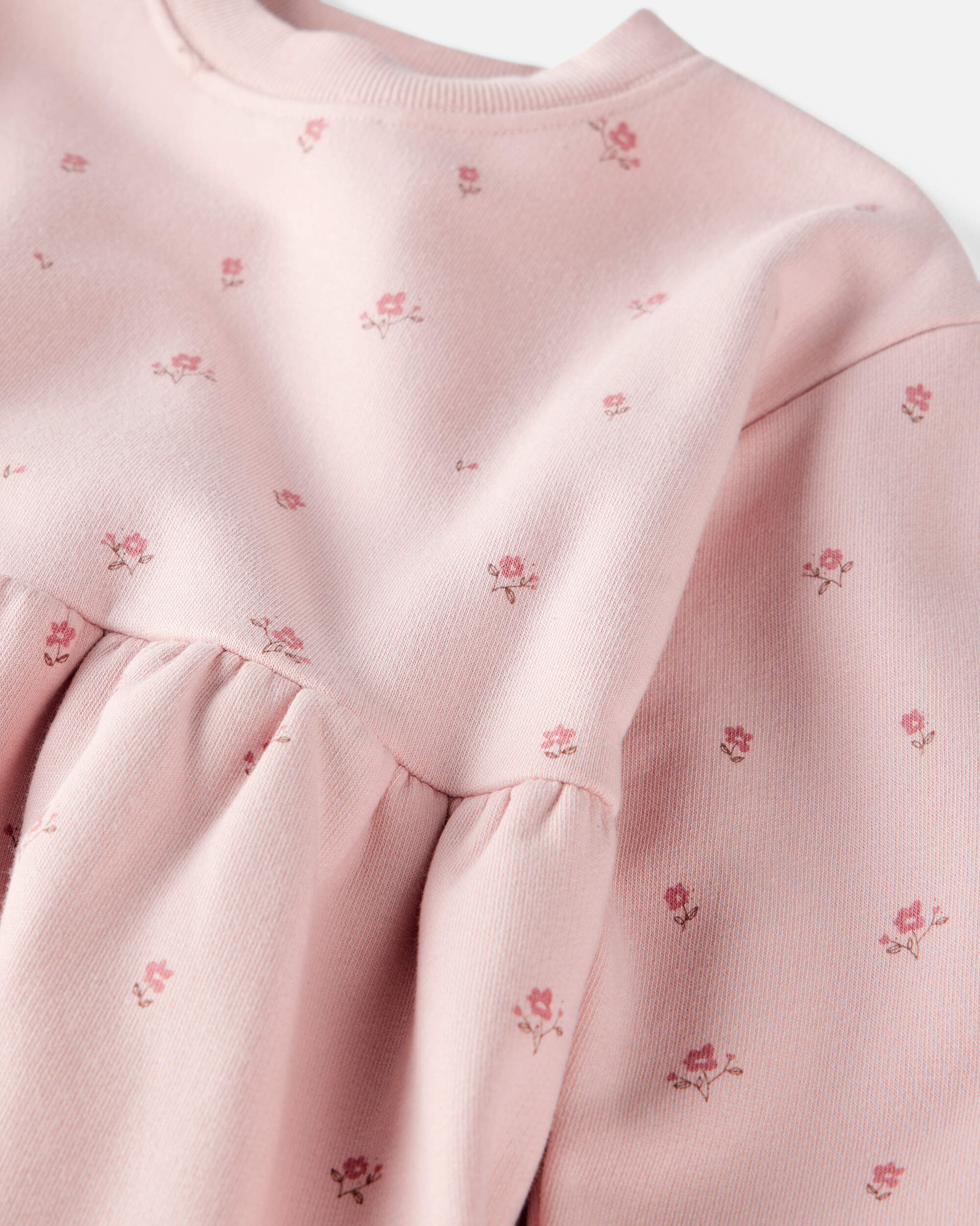 Girls French Terry Dress Made with Organic Cotton Blush Petals Print