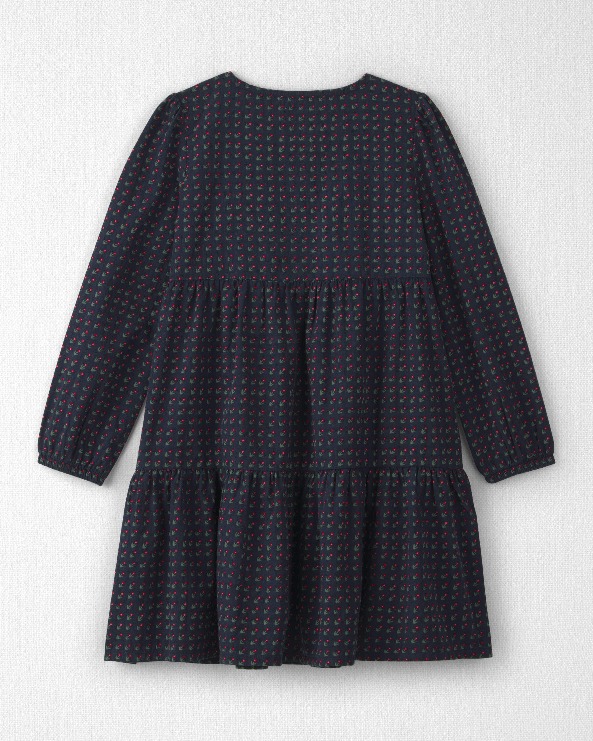 Girls Organic Cotton Dobby Dress Navy Floral