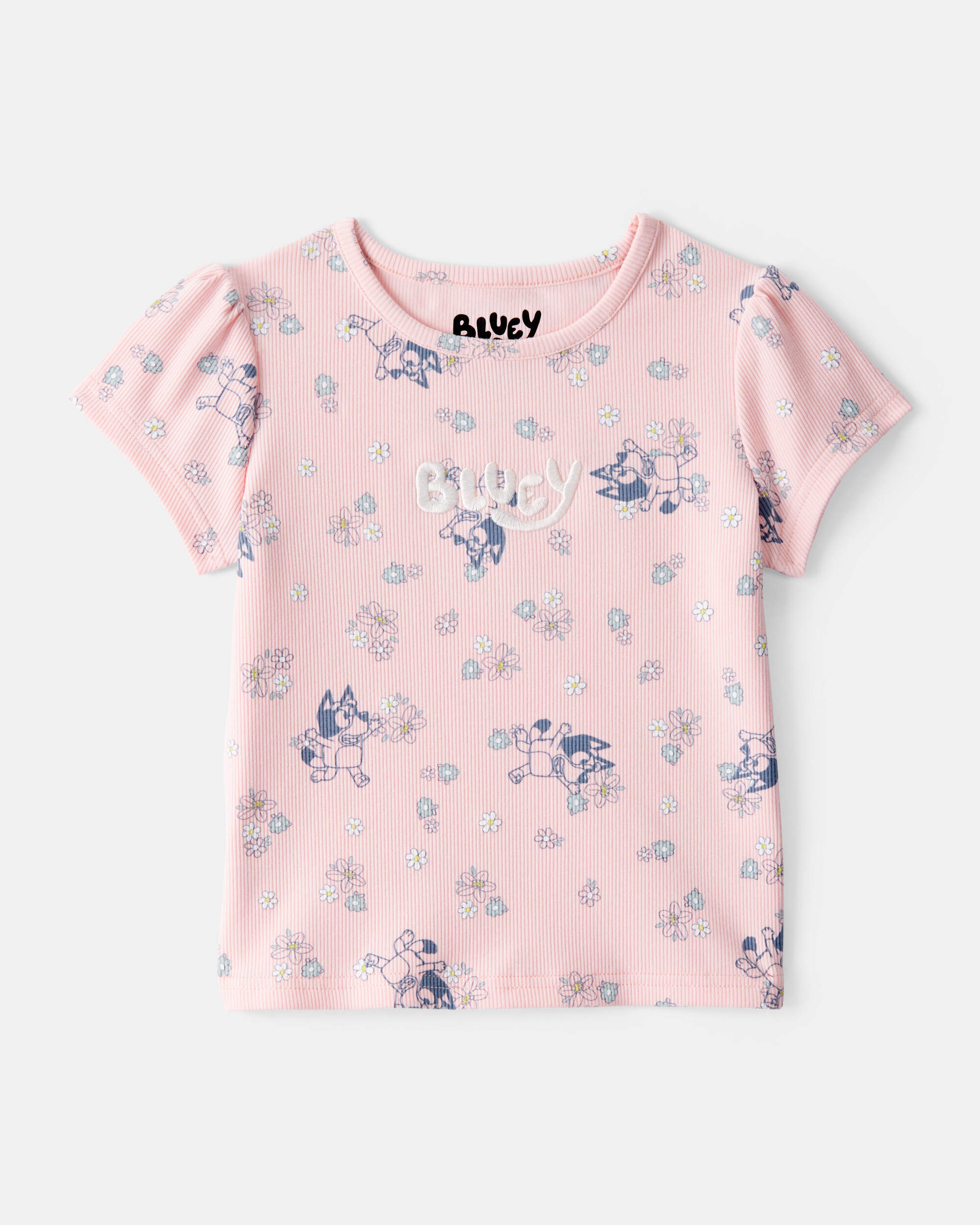 Toddler Girl Bluey Floral Print Short-Sleeve Graphic Tee - Pink