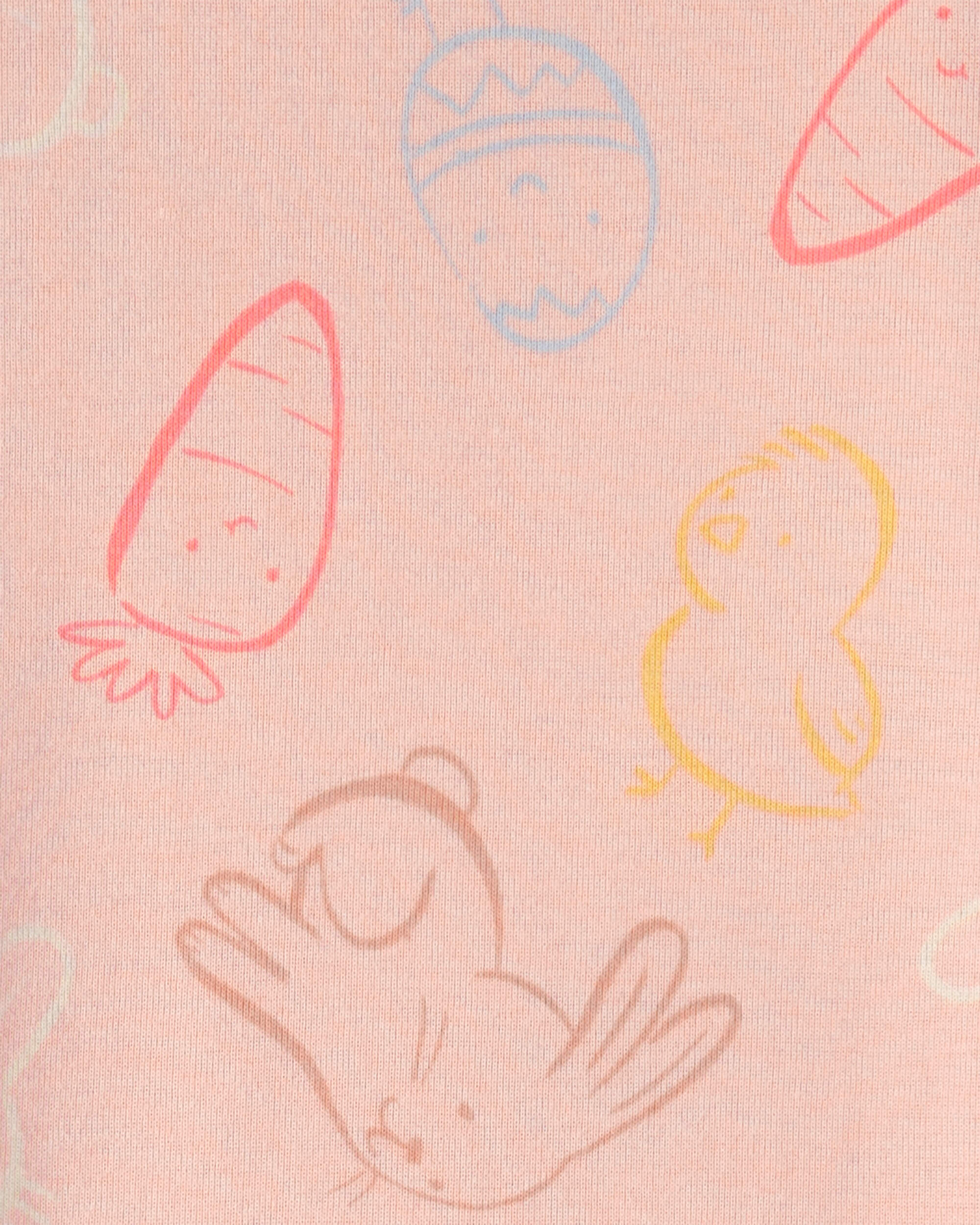 Toddler Girl Easter Bunny 100% Cotton Snug Fit 2-Piece Pajama Set - Pink