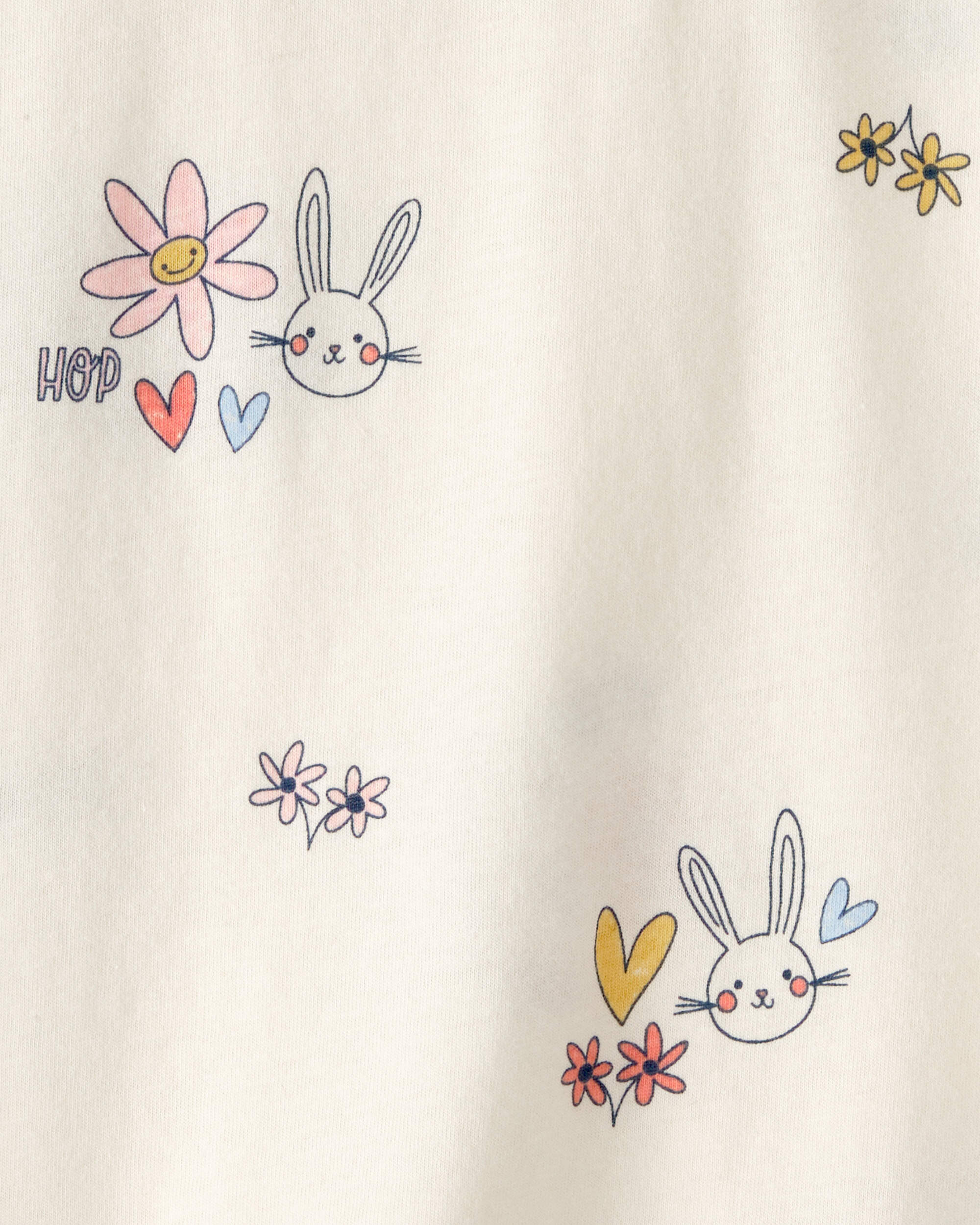 Toddler Girl Easter Bunny Floral Top - Cream