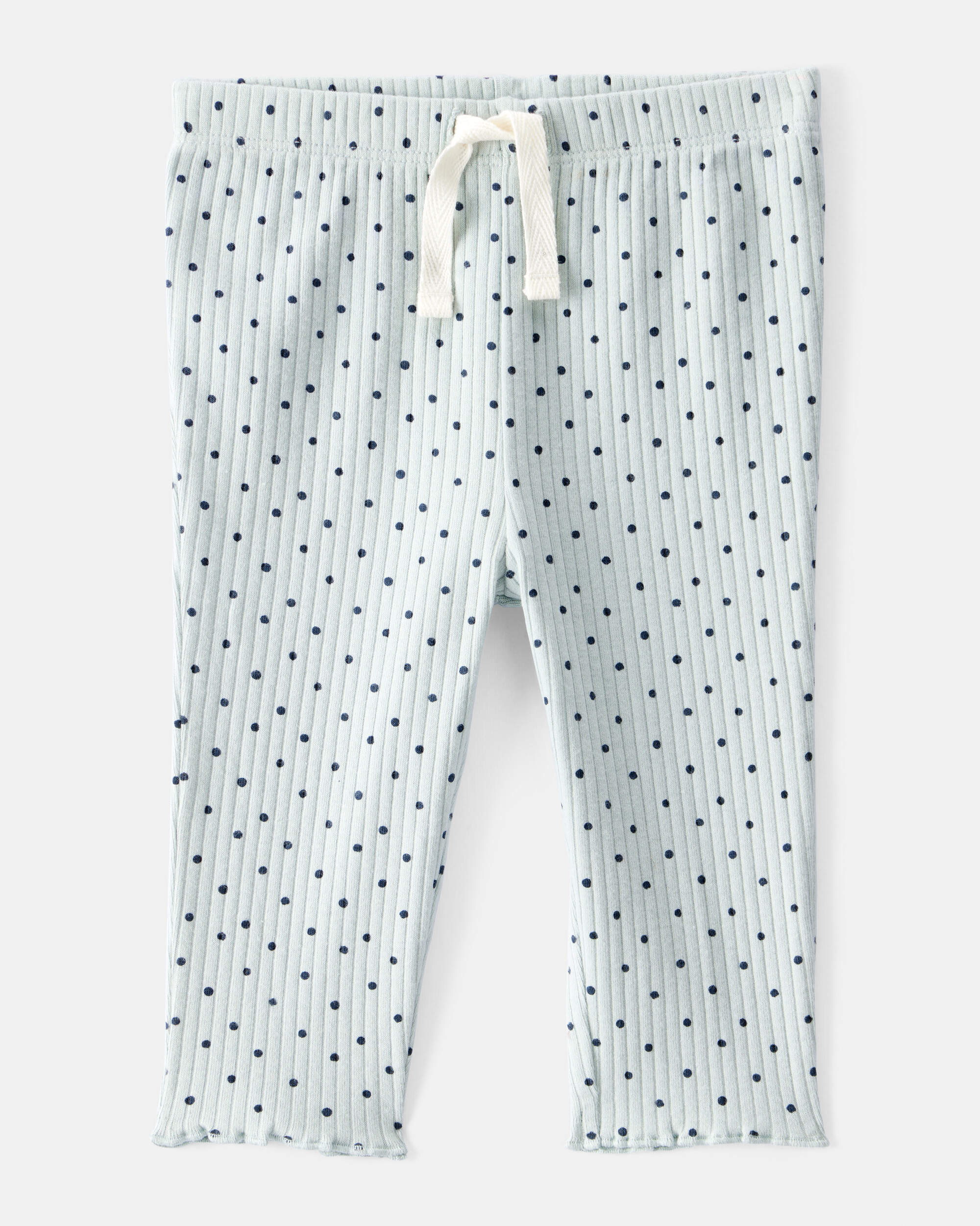 Baby Girl Polka Dot Print Cotton Pull-On Pants - Blue