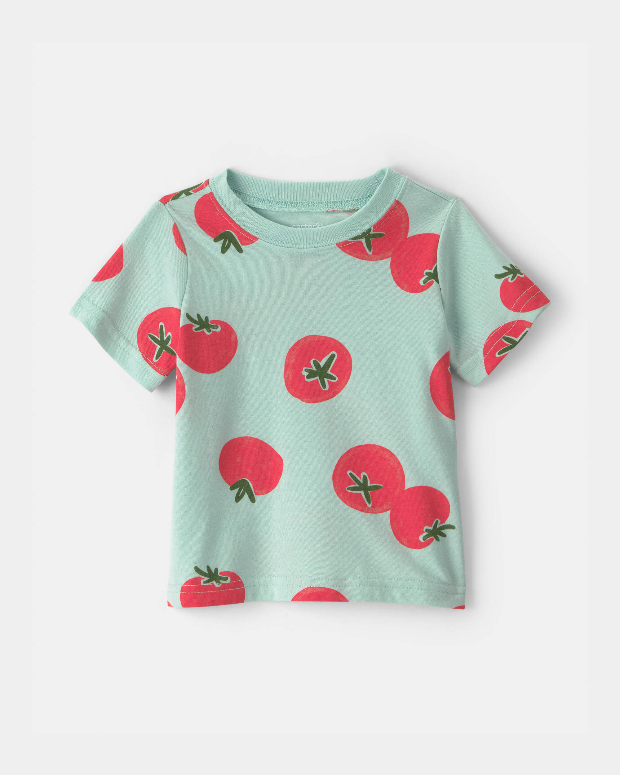 Baby Boy Tomato Print Graphic Tee - Green