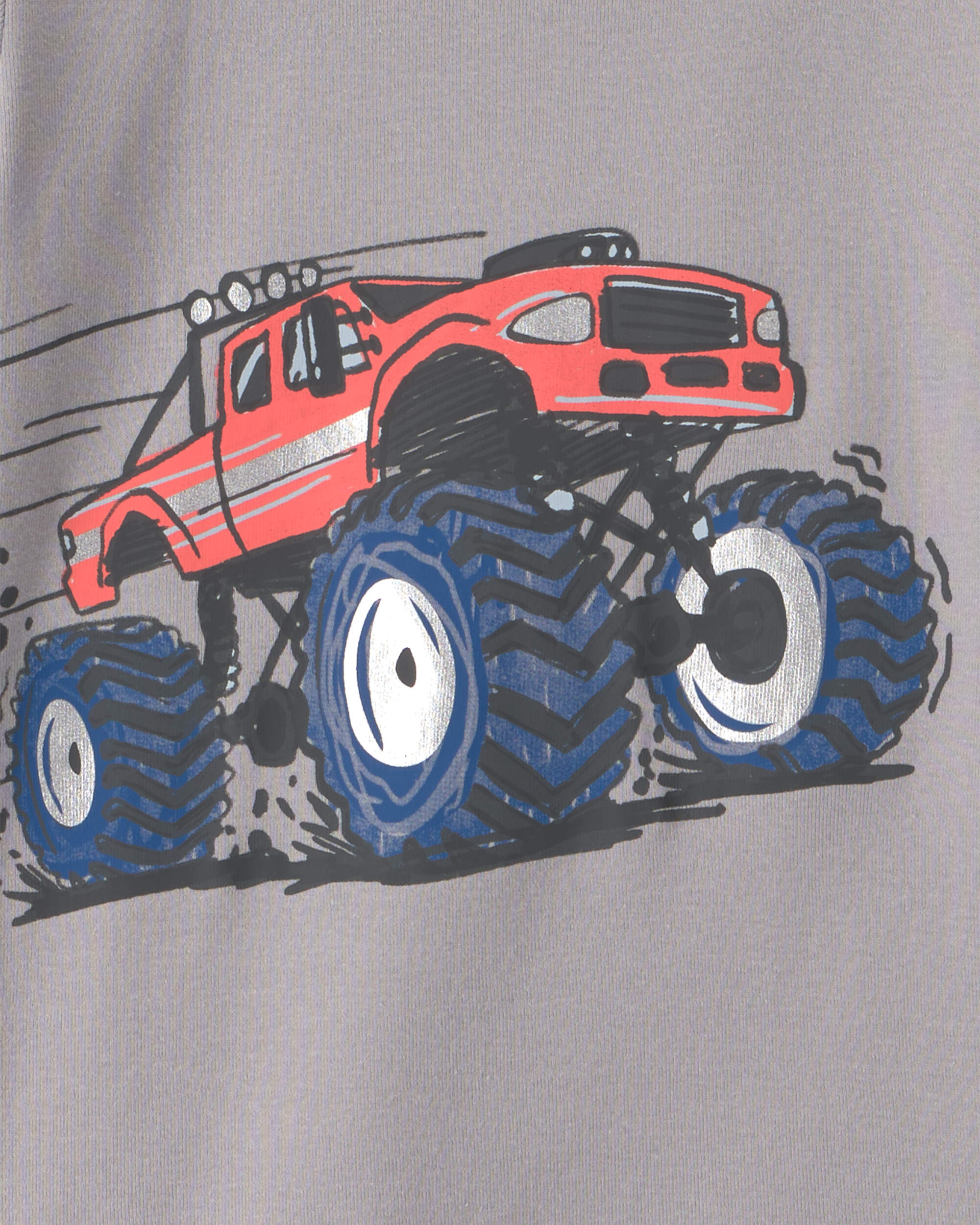 Boys 4-Piece Monster Truck 100% Cotton Snug Fit Pyjama Set - Grey