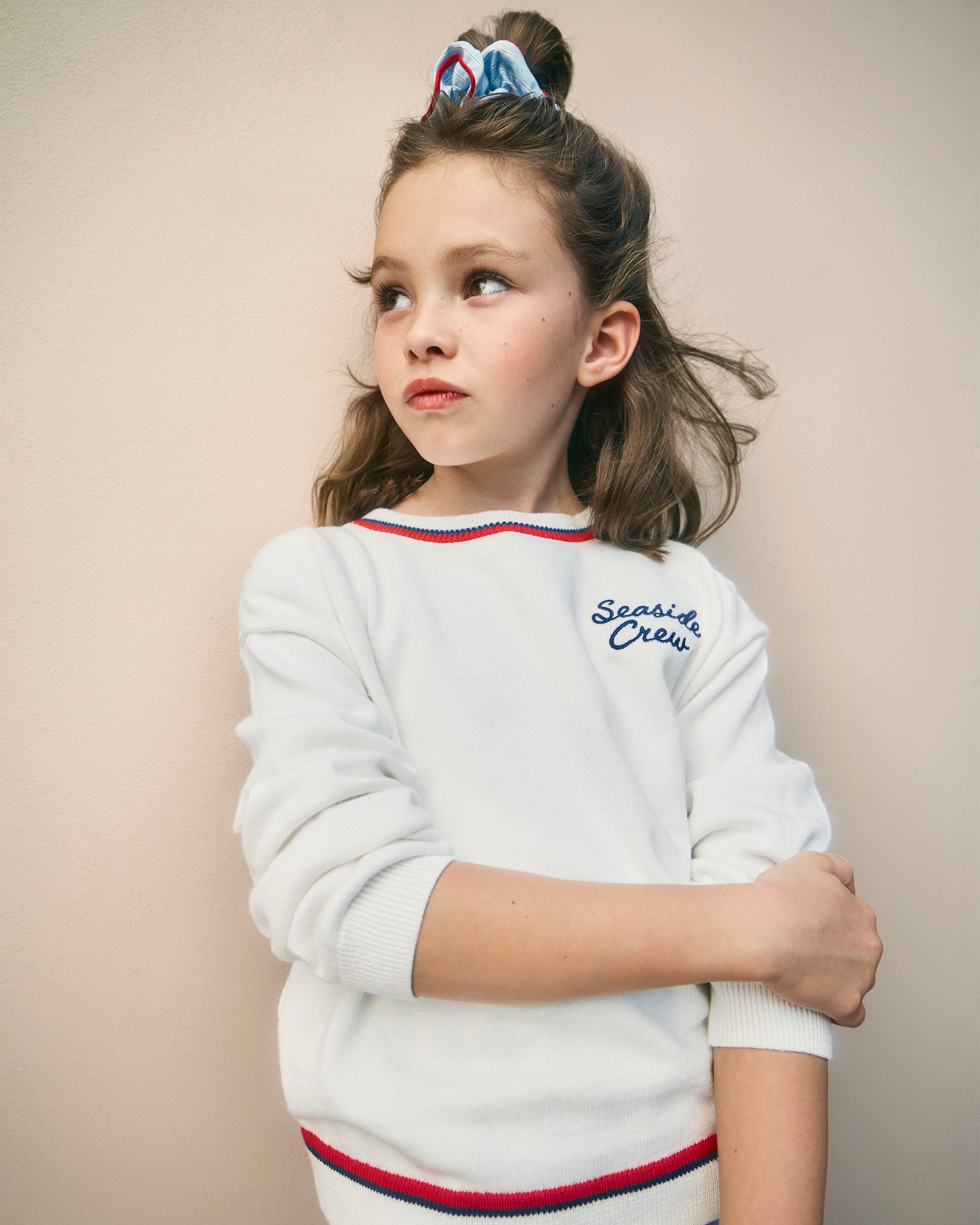 Girls 'Seaside Crew' Nautical Sweater - White