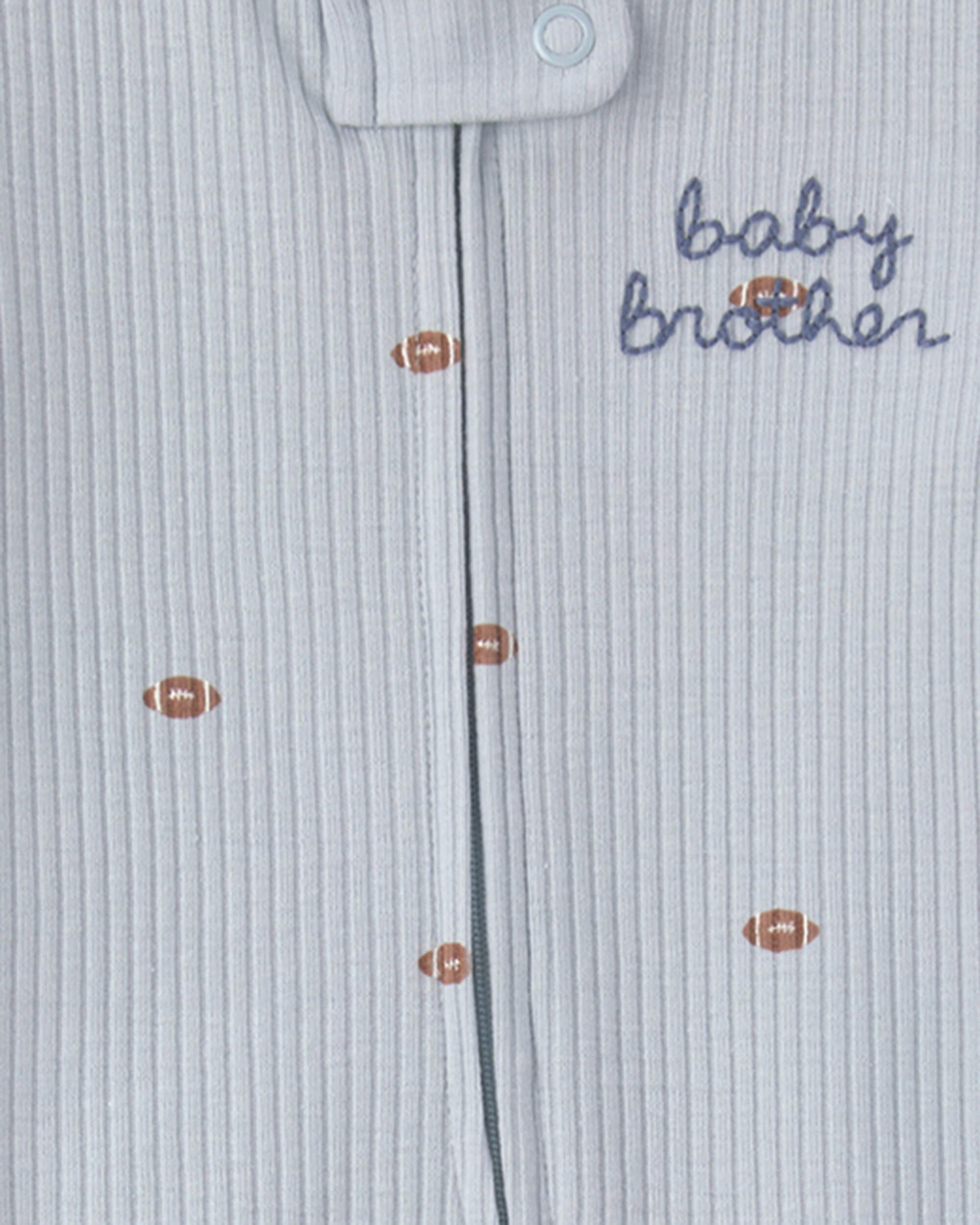 Baby Boy Brother' Cotton 2-Way Zip Sleeper - Blue