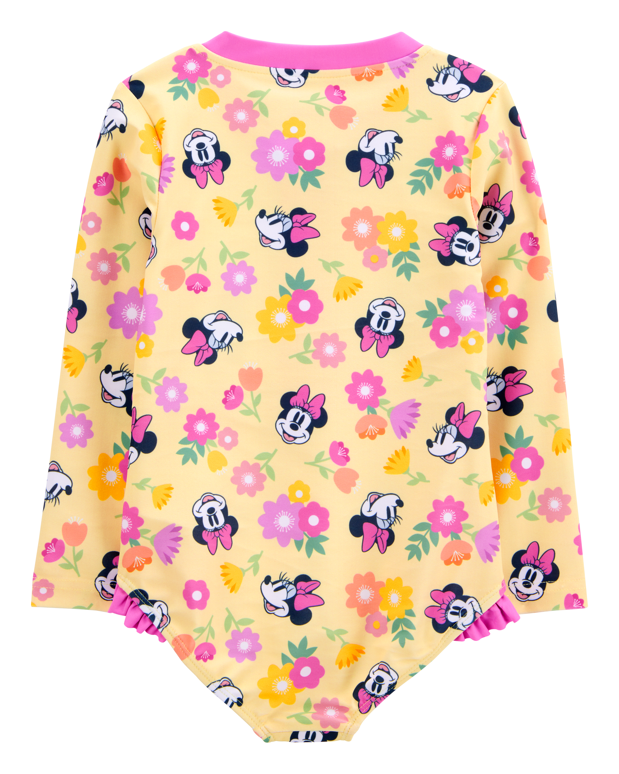 Toddler Disney© Minnie Mouse 1-Piece Rashguard Swimsuit - Yellow/Pink