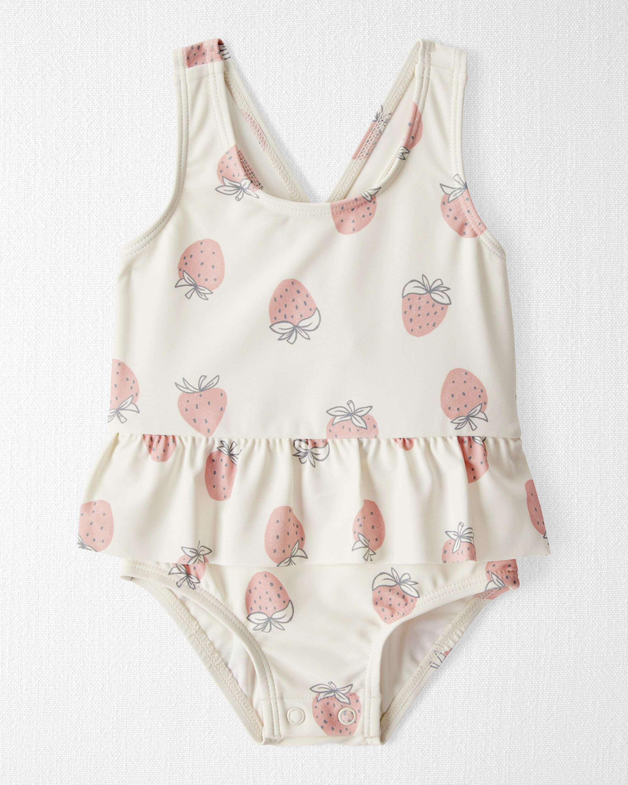 Baby Girl Recycled Strawberry-Print Swimsuit