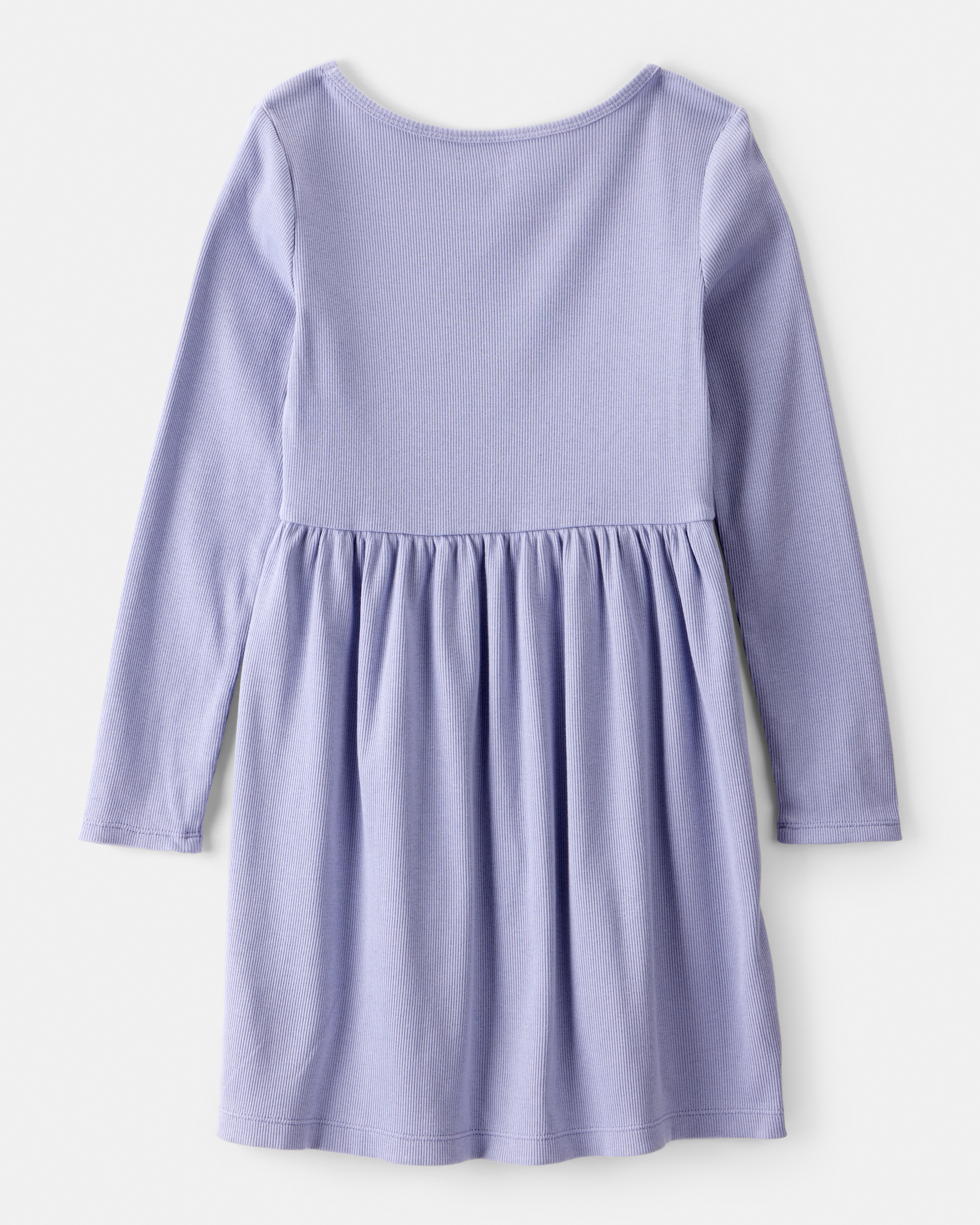 Girls Long Sleeve Cotton Dress - Blue