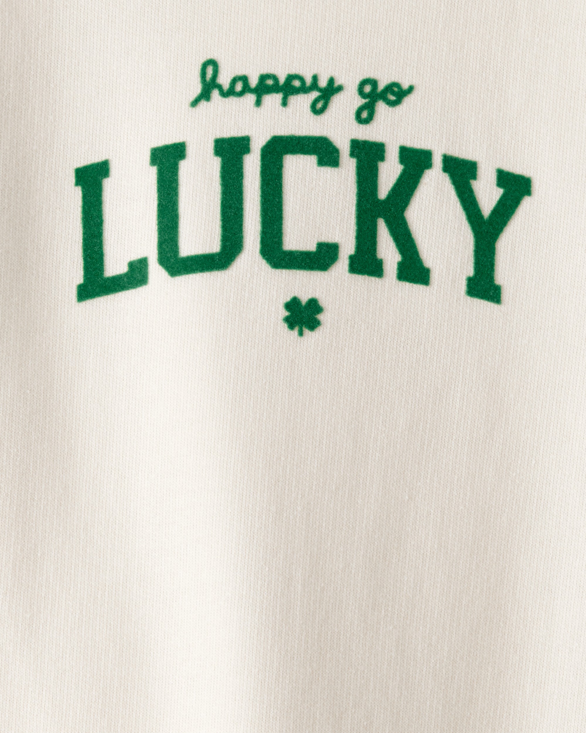 Baby St. Patrick's Day Lucky French Terry Long-Sleeve Jumpsuit - White