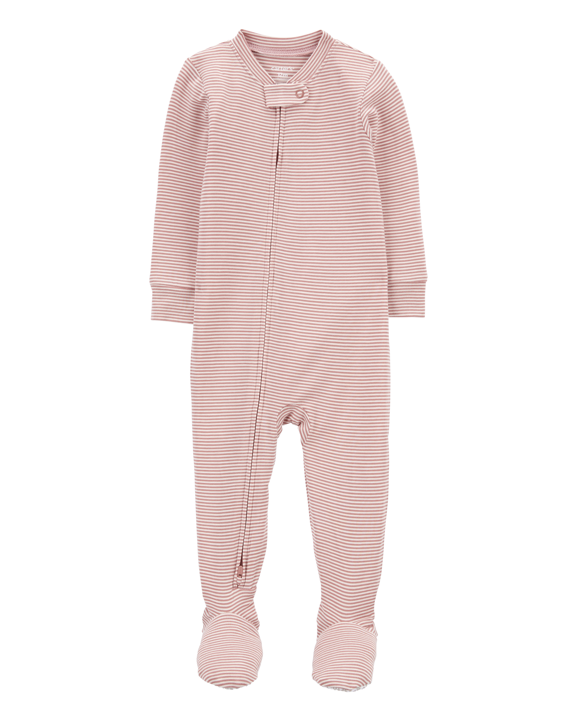 Baby Girl 1-Piece Striped PurelySoft Footie Pyjamas