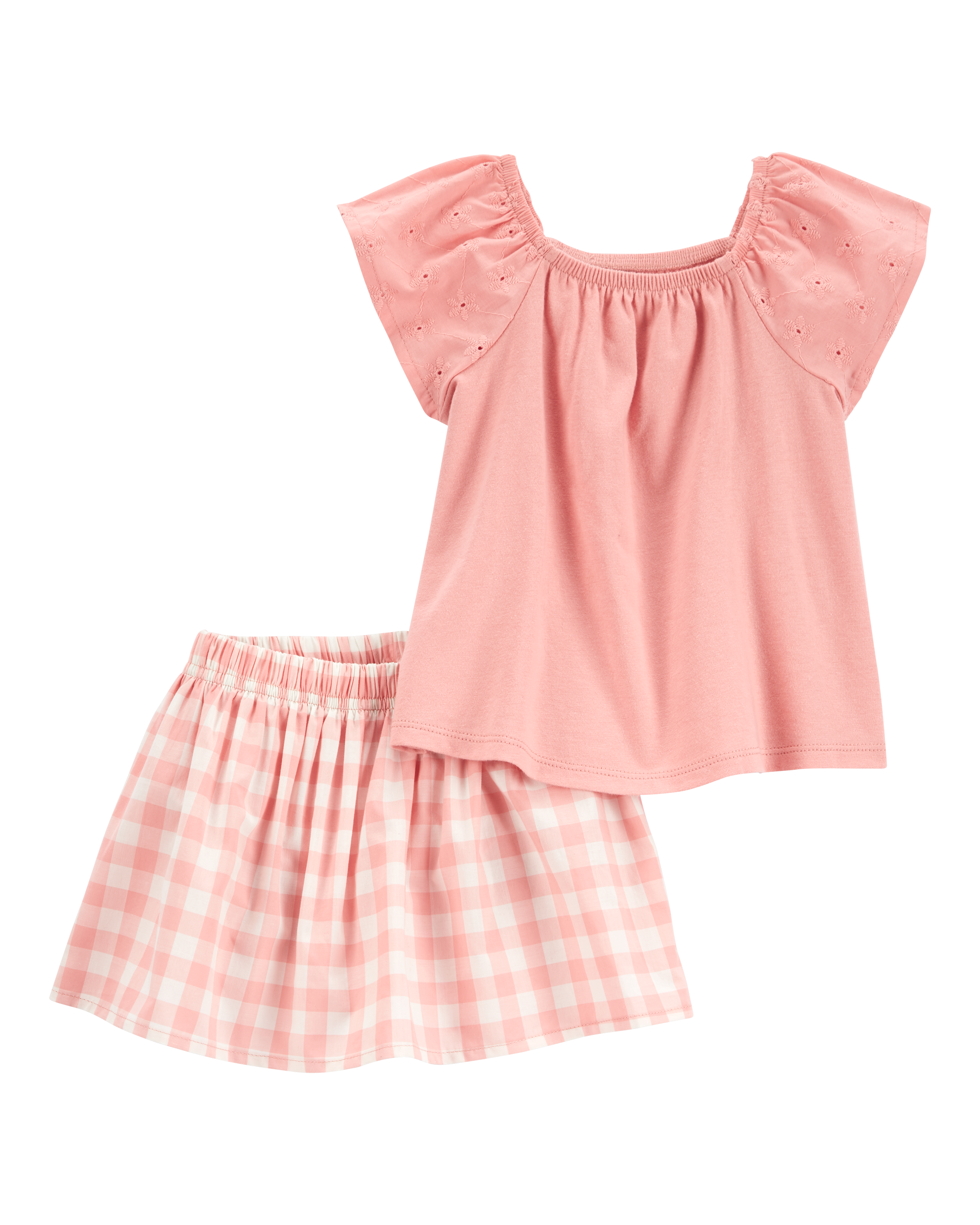 Baby 2-Piece Gingham Skort Outfit Set - Pink