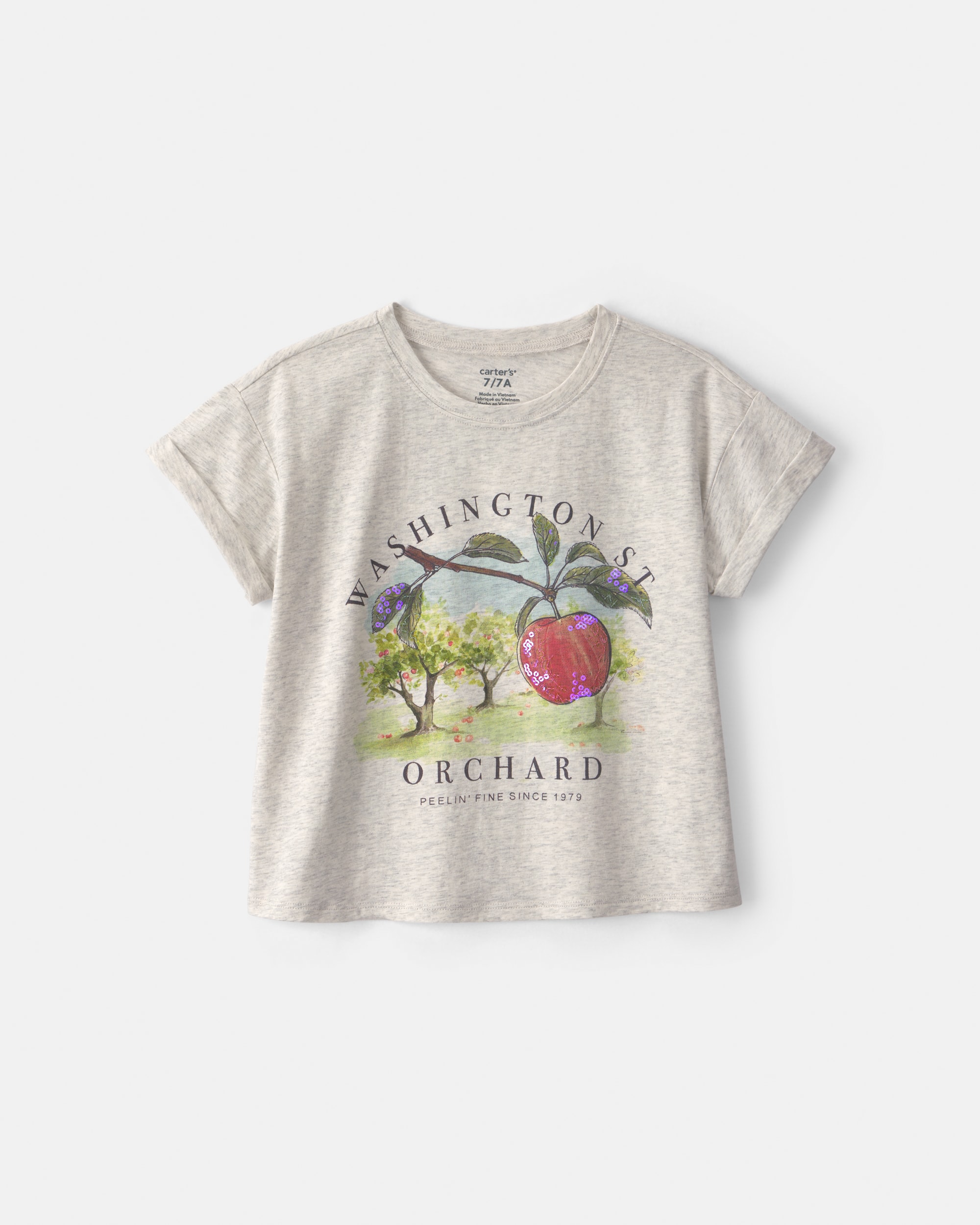 Girls Apple Orchard Graphic Tee - Grey