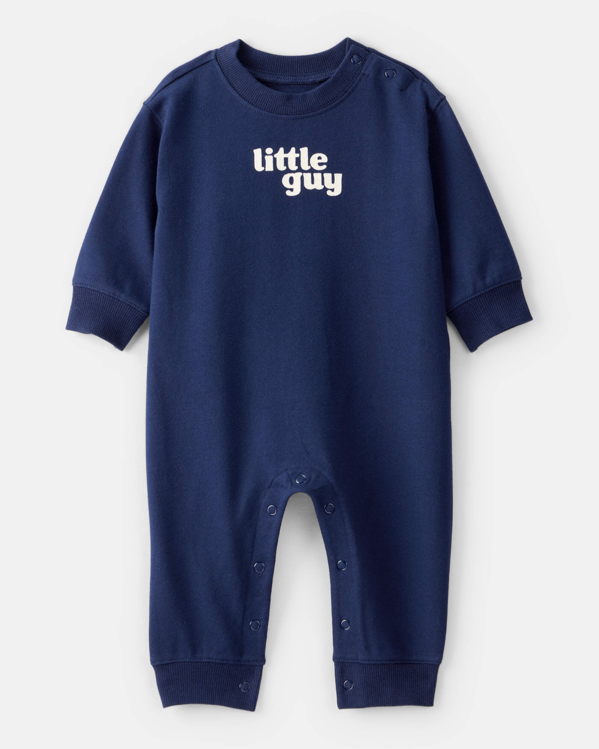 Baby Boy 'Little Guy' Cotton Long-Sleeve Jumpsuit - Navy