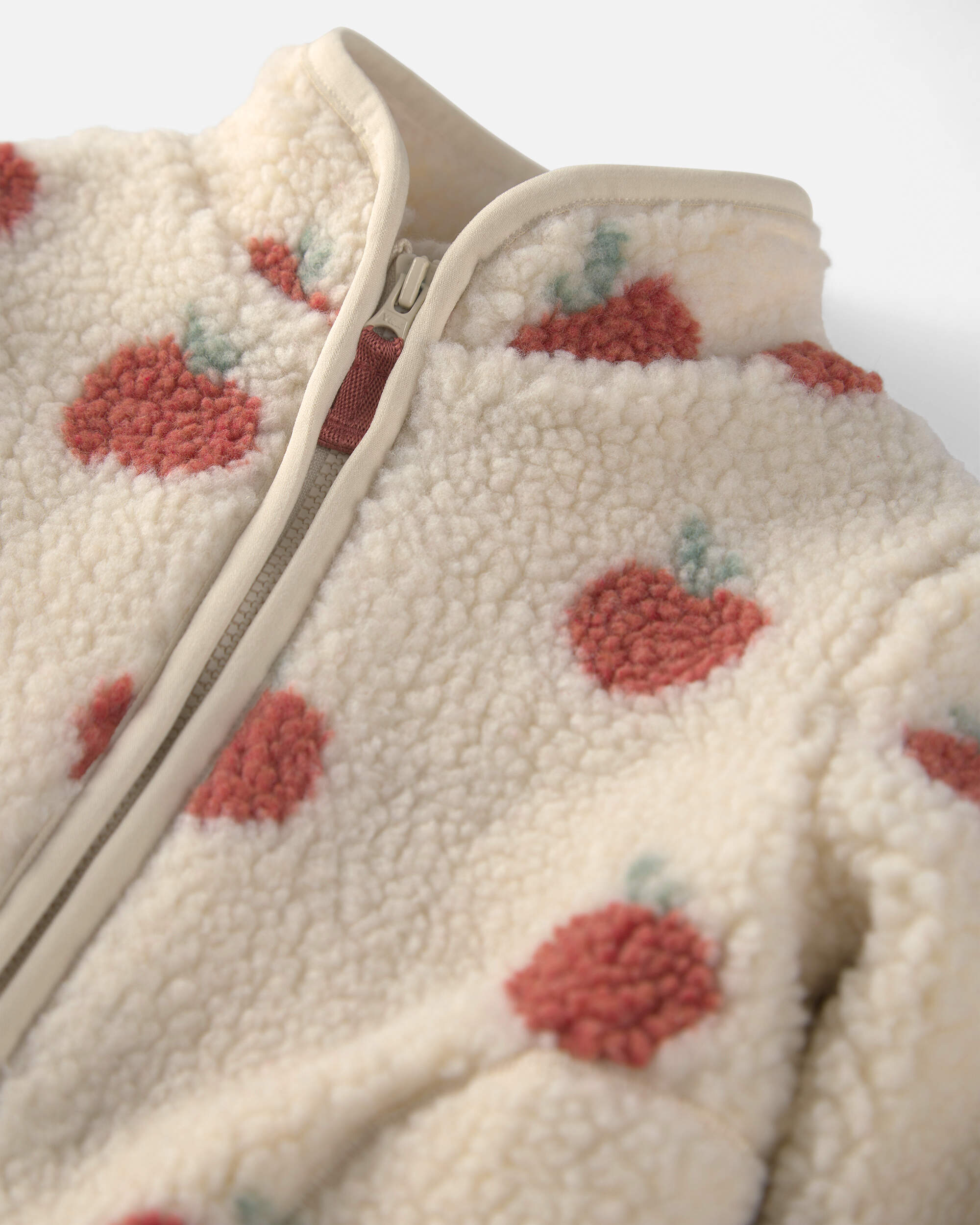 Baby Girl Recycled Teddy Fleece Jacket Apples