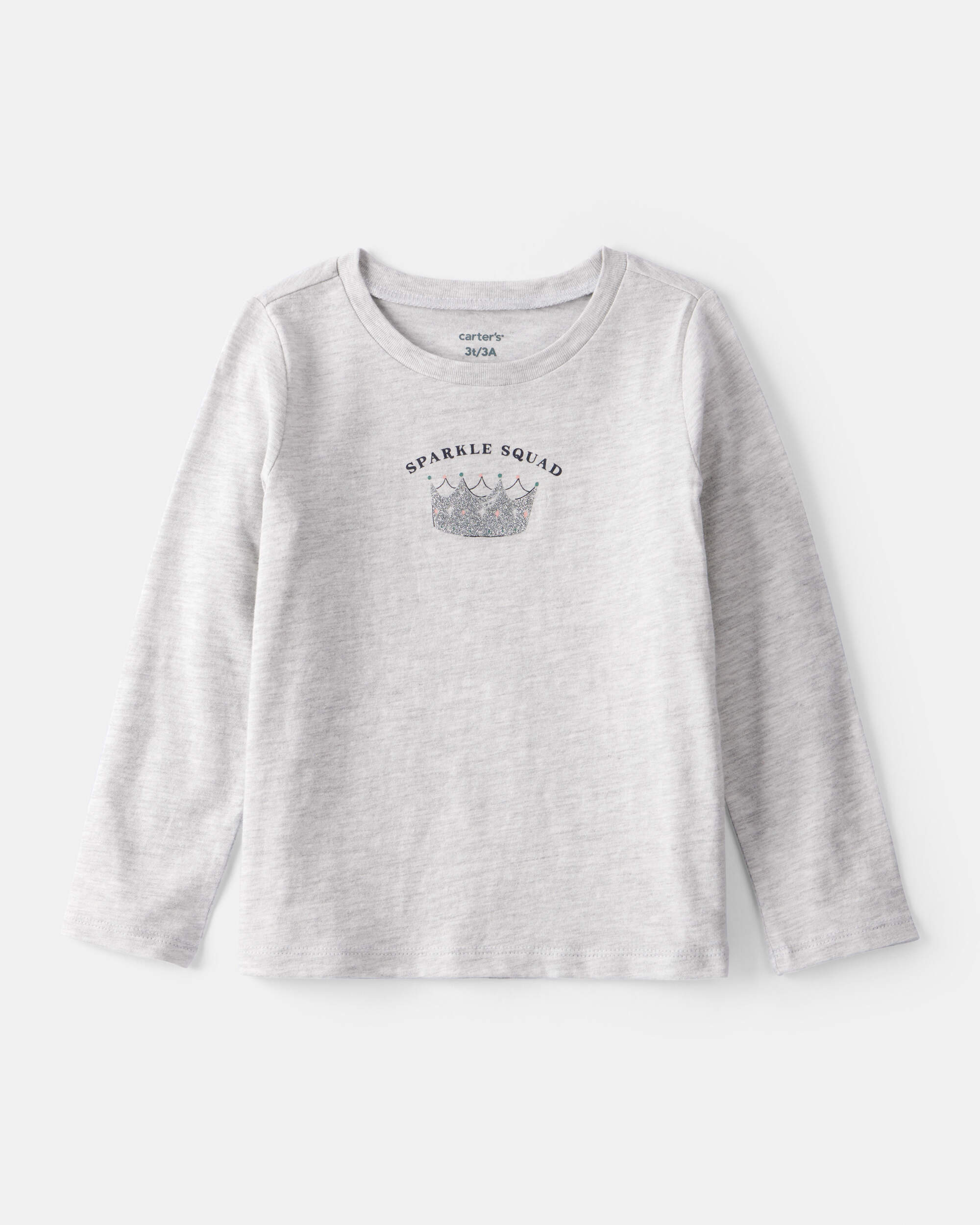 Toddler Girl Sparkle Squad Long-Sleeve Graphic Tee - Grey