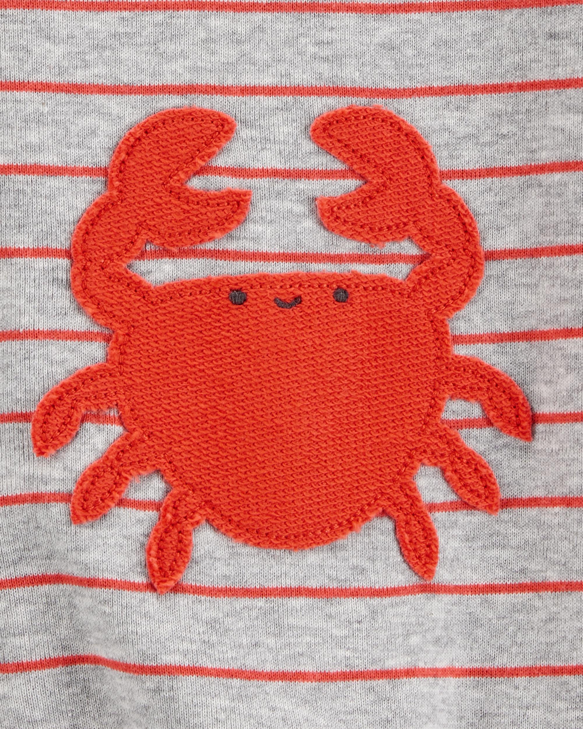 Baby Boy Crab Striped Cotton Blend Short-Sleeve Romper