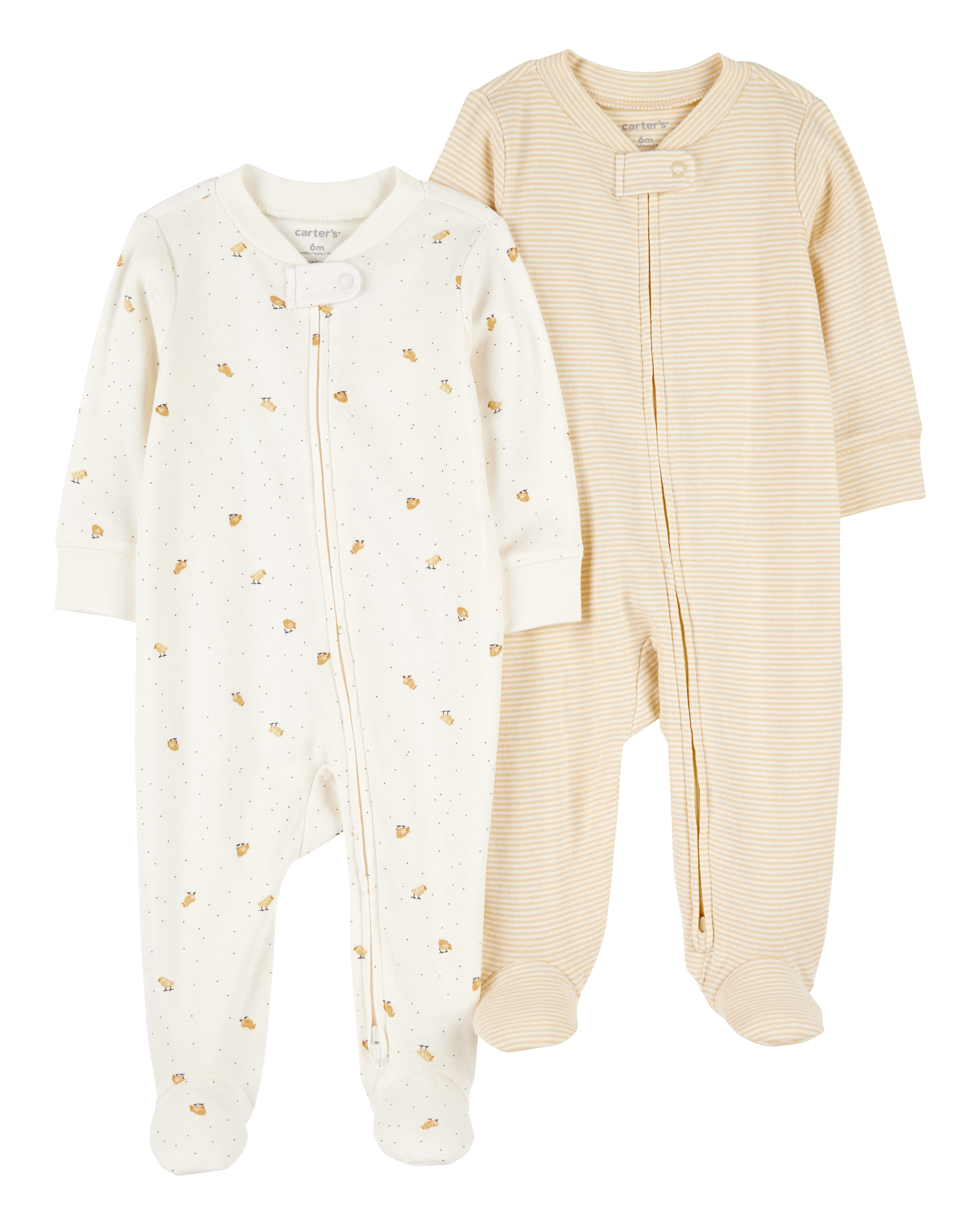 Baby 2-Pack Striped Duck Print 2-Way Zip Cotton Sleeper Pyjamas