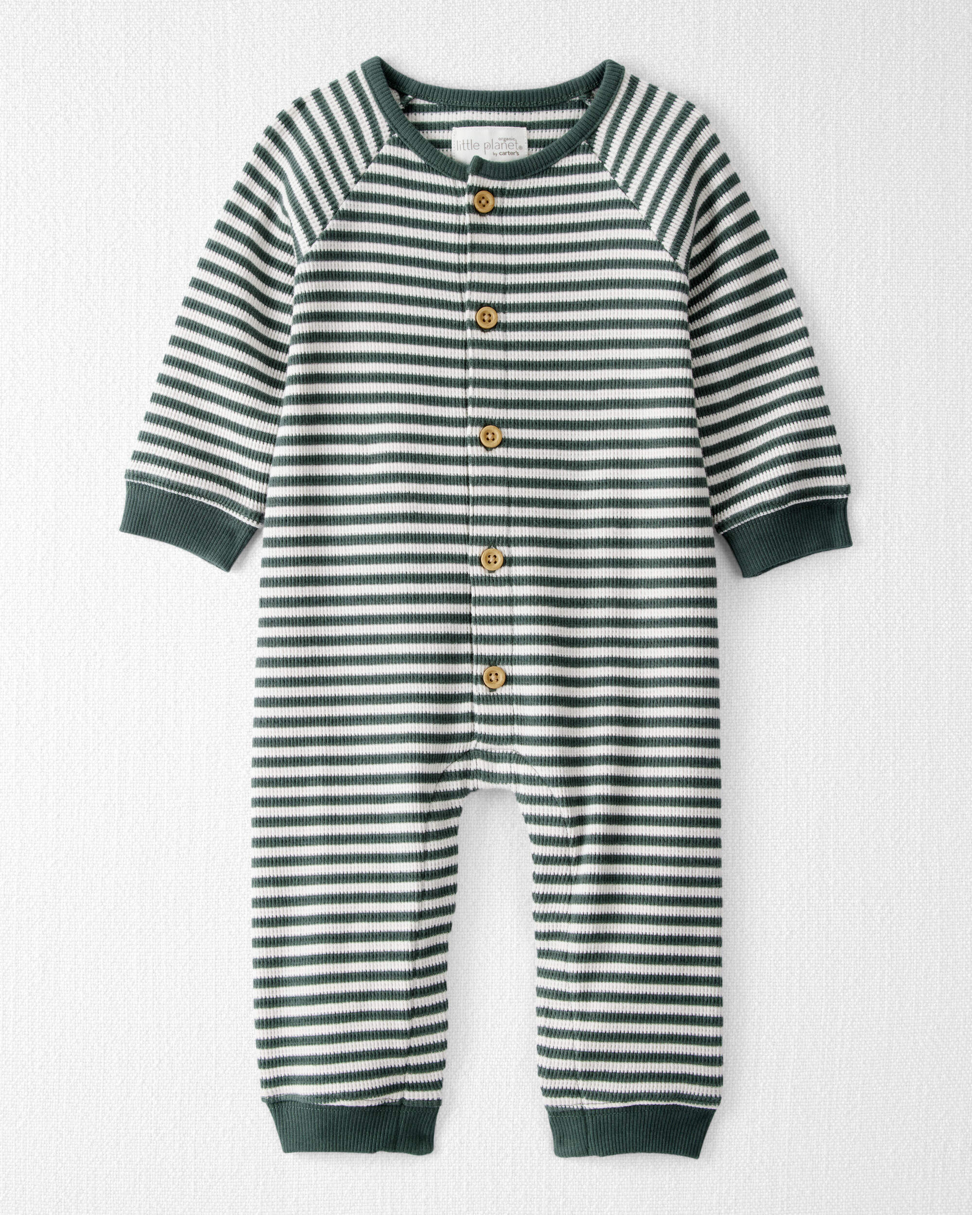 Baby Organic Cotton Waffle Knit Jumpsuit Stripes
