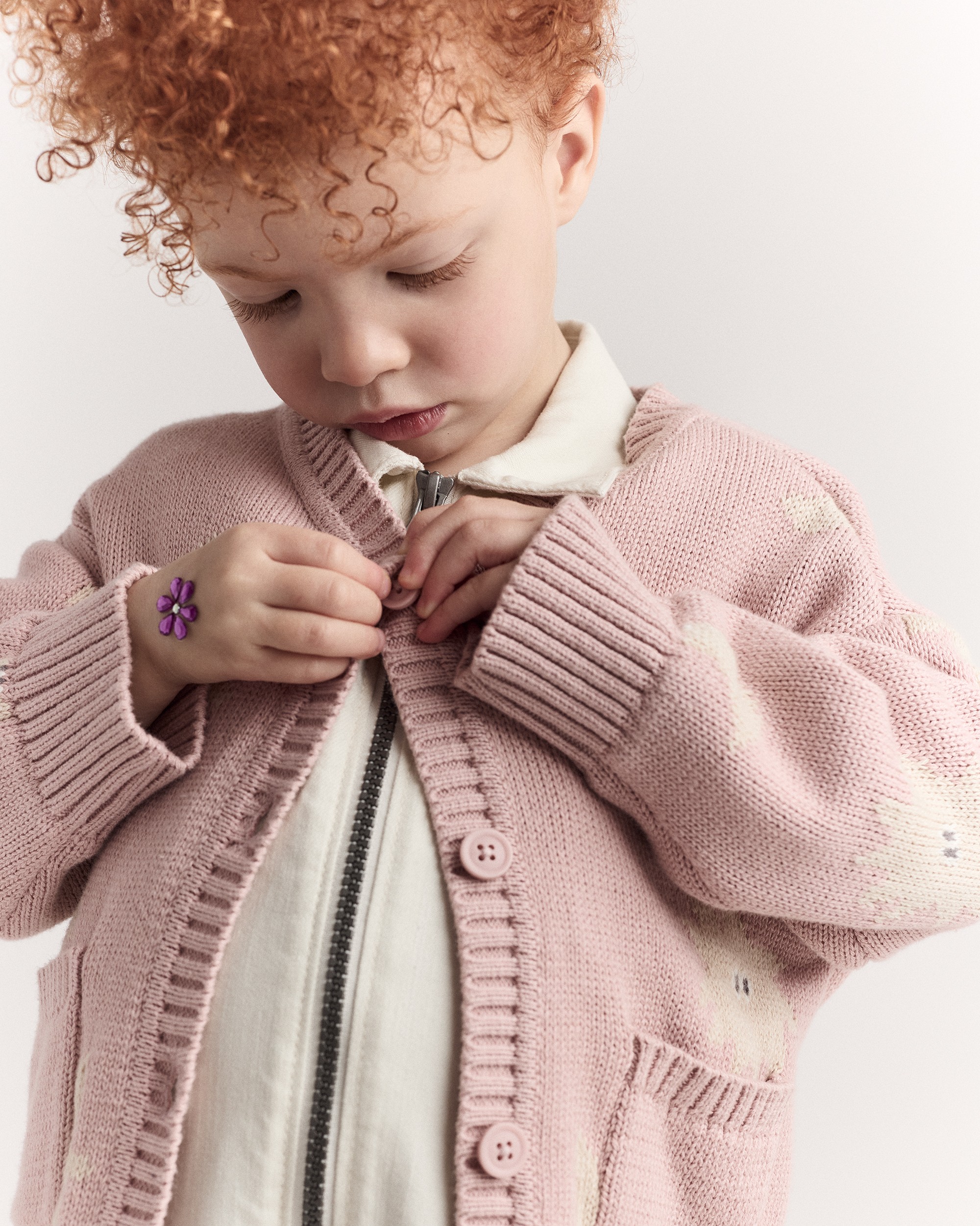 Toddler Girl Star & Moon Pocket Cardigan - Light Pink