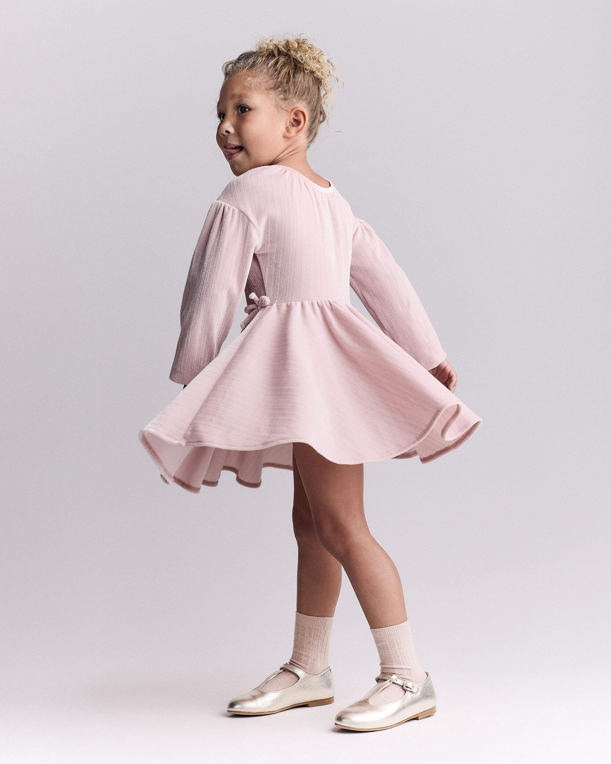 Toddler Girl Velvety Avenue Twirl™ Dress - Light Pink