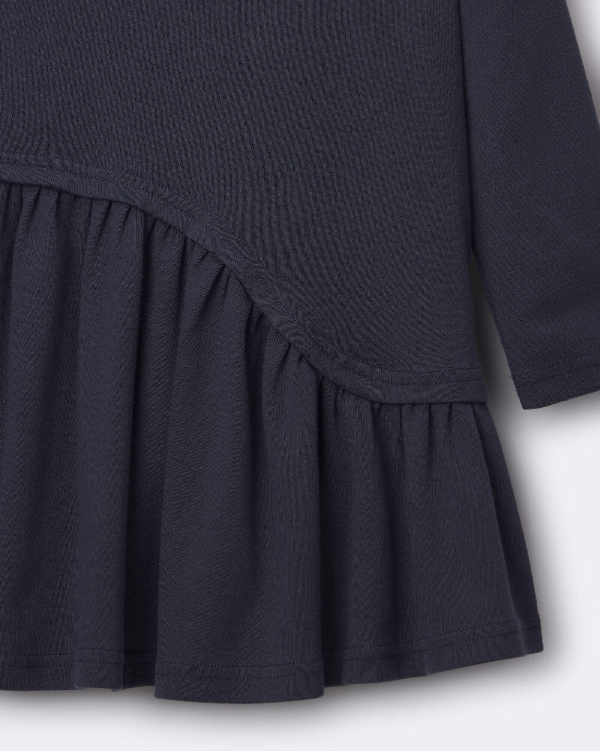 Toddler Girl Ribbed Long-Sleeve Asymmetrical Dress - Navy