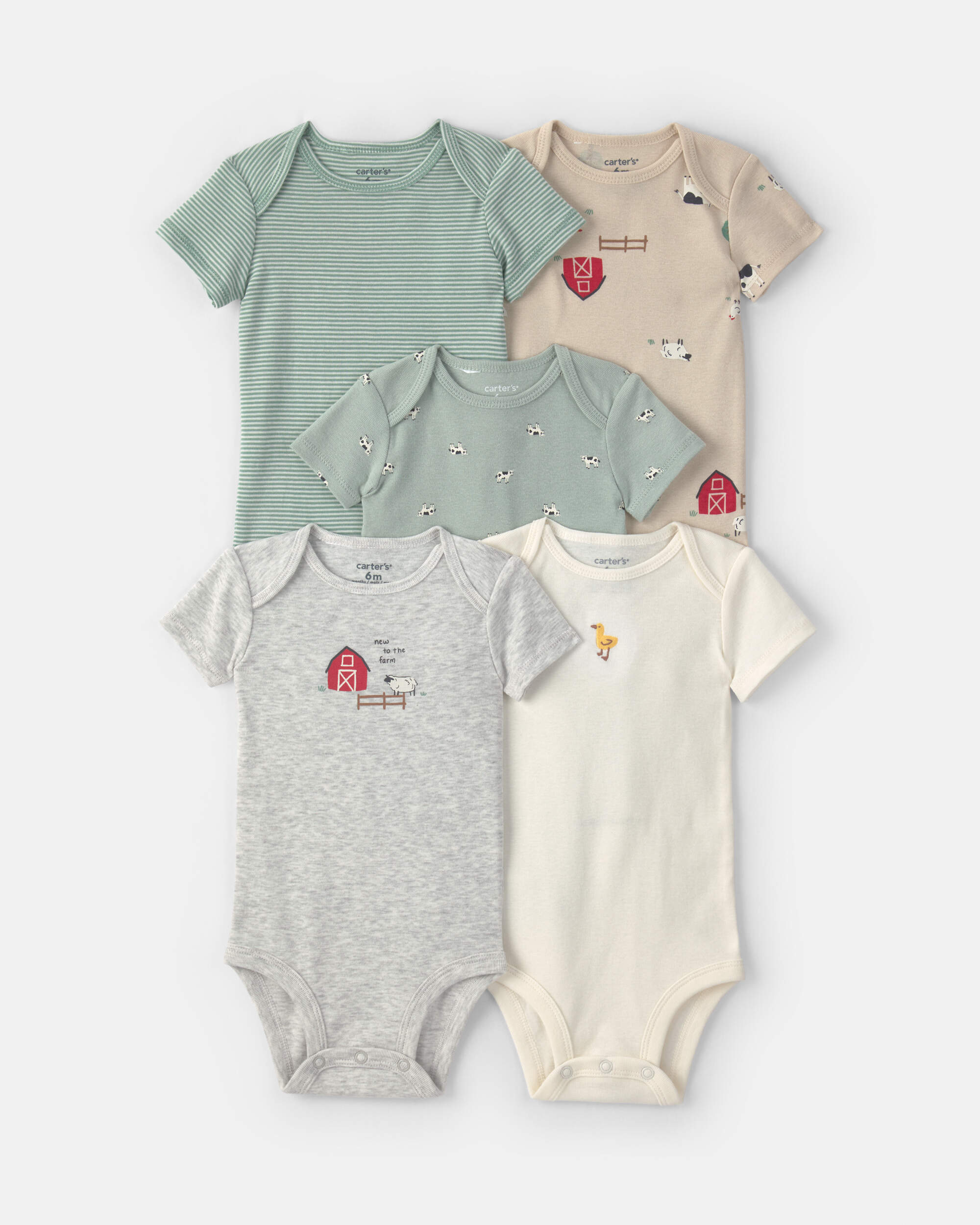 Baby 5-Pack Farm Animal Short-Sleeve Multipack Bodysuits