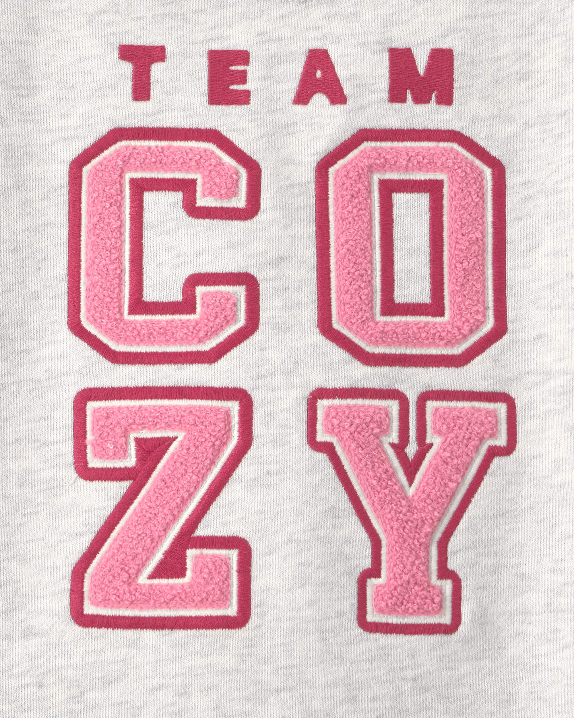 Toddler Girl 'Team Cozy' French Terry Pullover Sweatshirt - Grey/Pink/Burgundy
