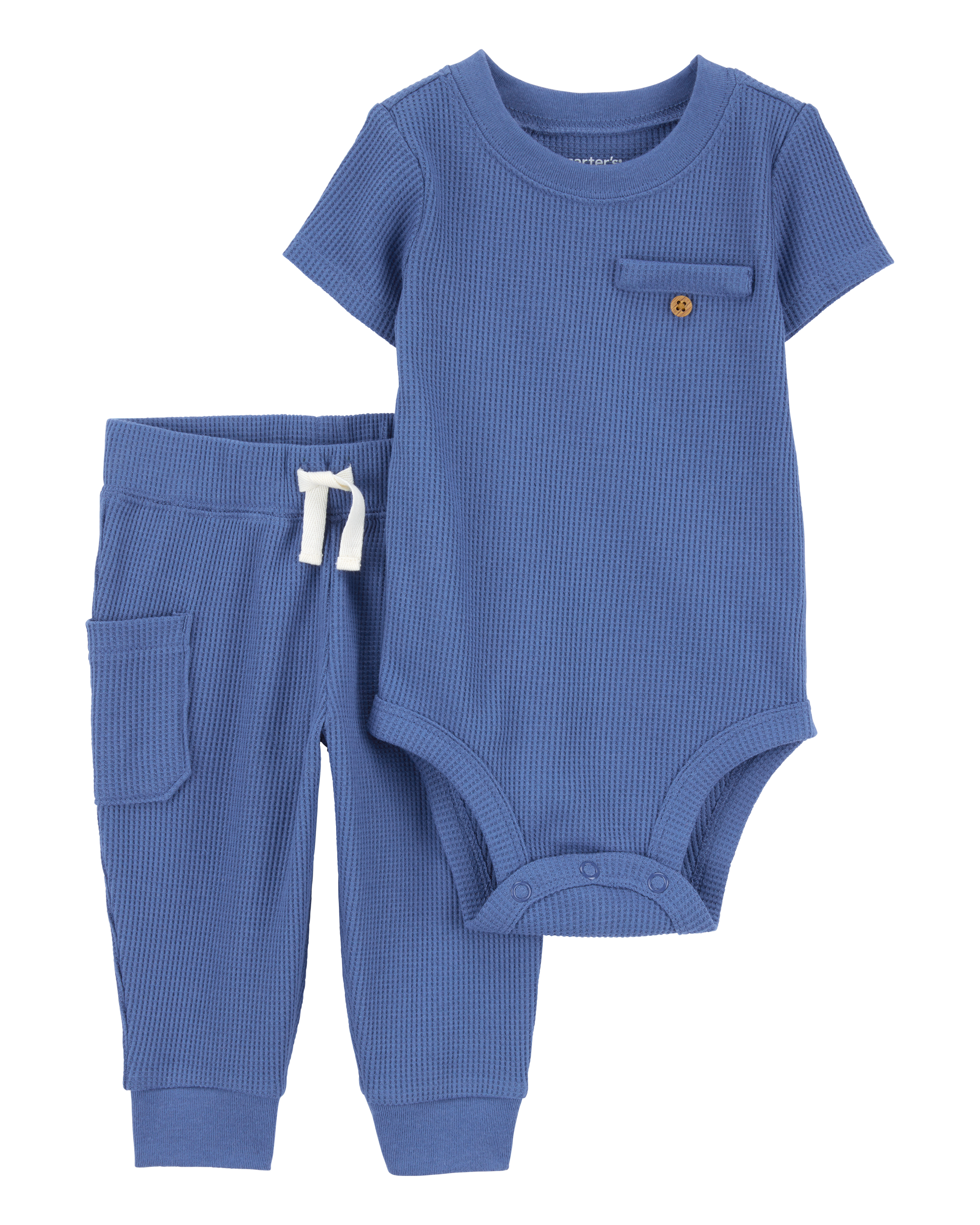 Baby 2-Piece Short-Sleeve Bodysuit Pant Set - Blue