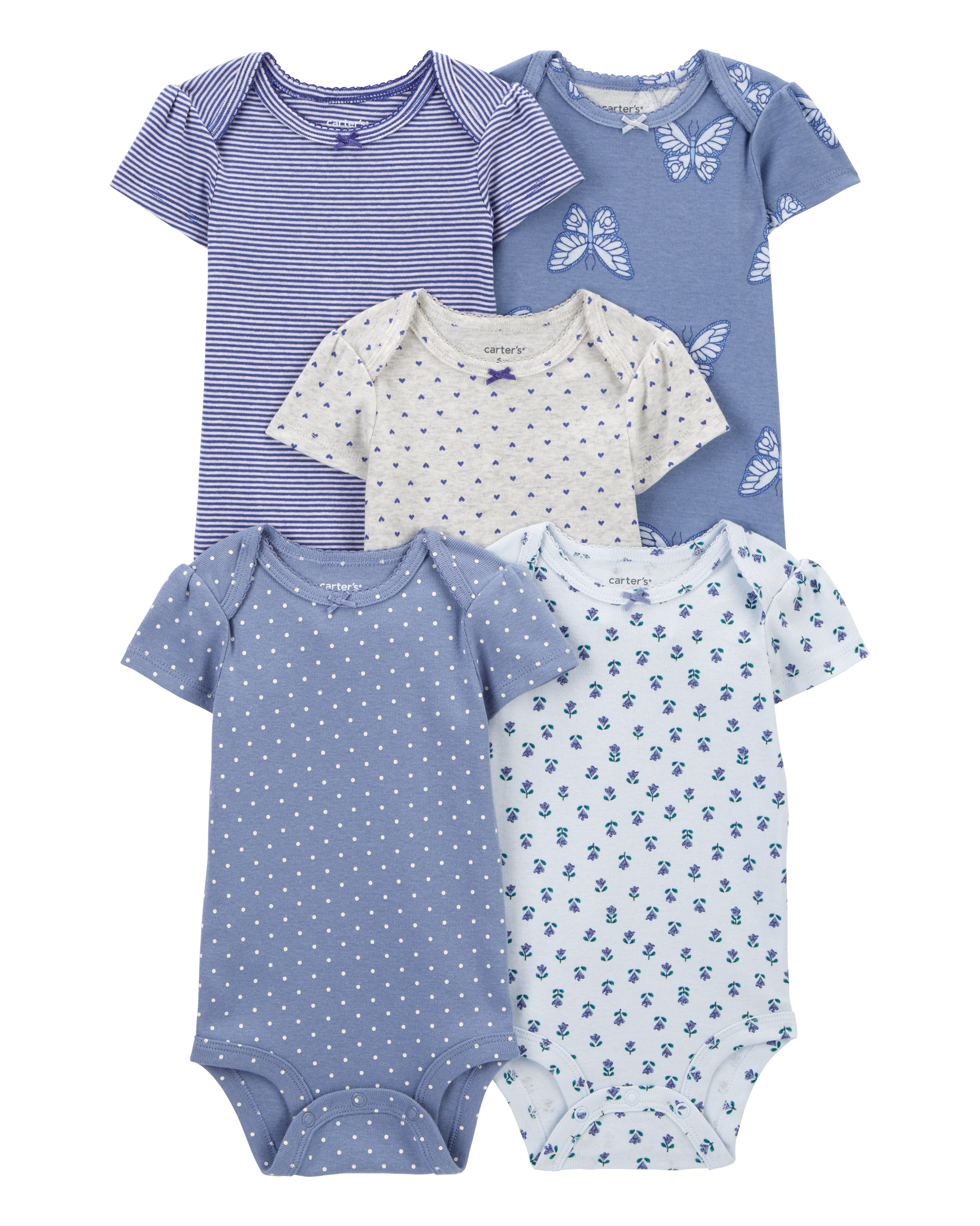 Baby 5-Pack Butterfly Short-Sleeve Bodysuits