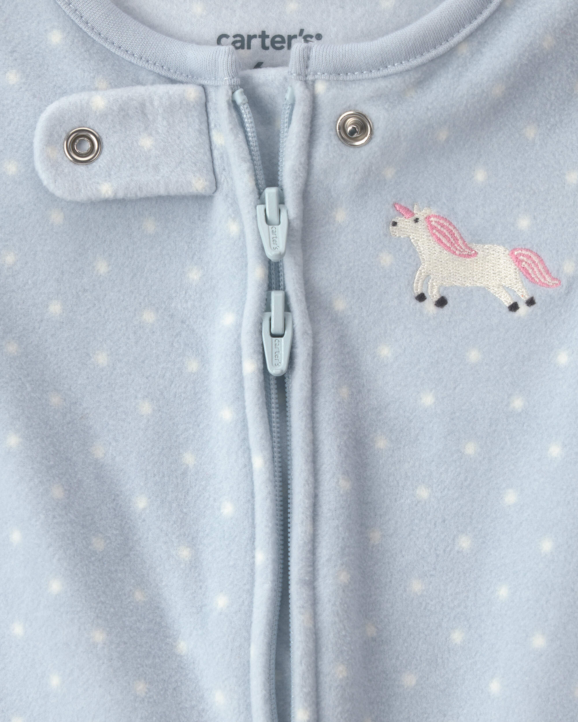 Baby Girl Unicorn Fleece 2-Way Zip Sleepers - Blue