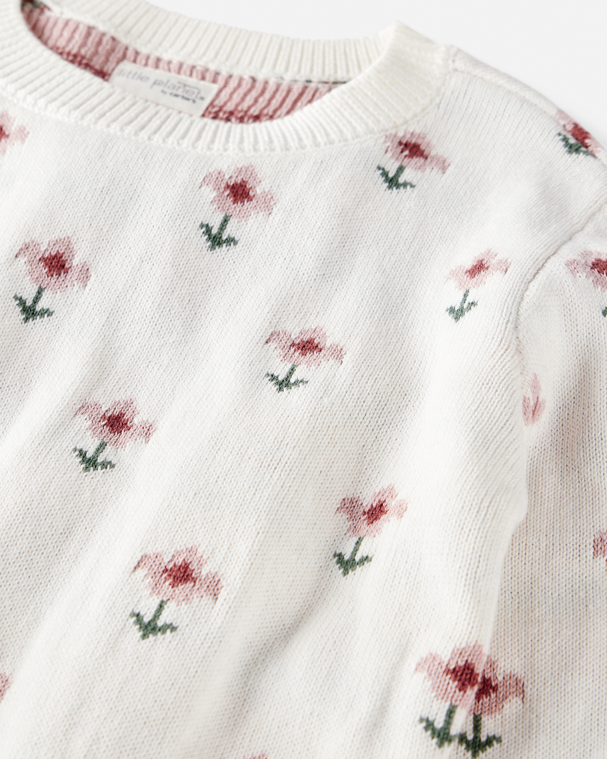 Girls Organic Cotton Sweater Knit Wildflower Maze Print