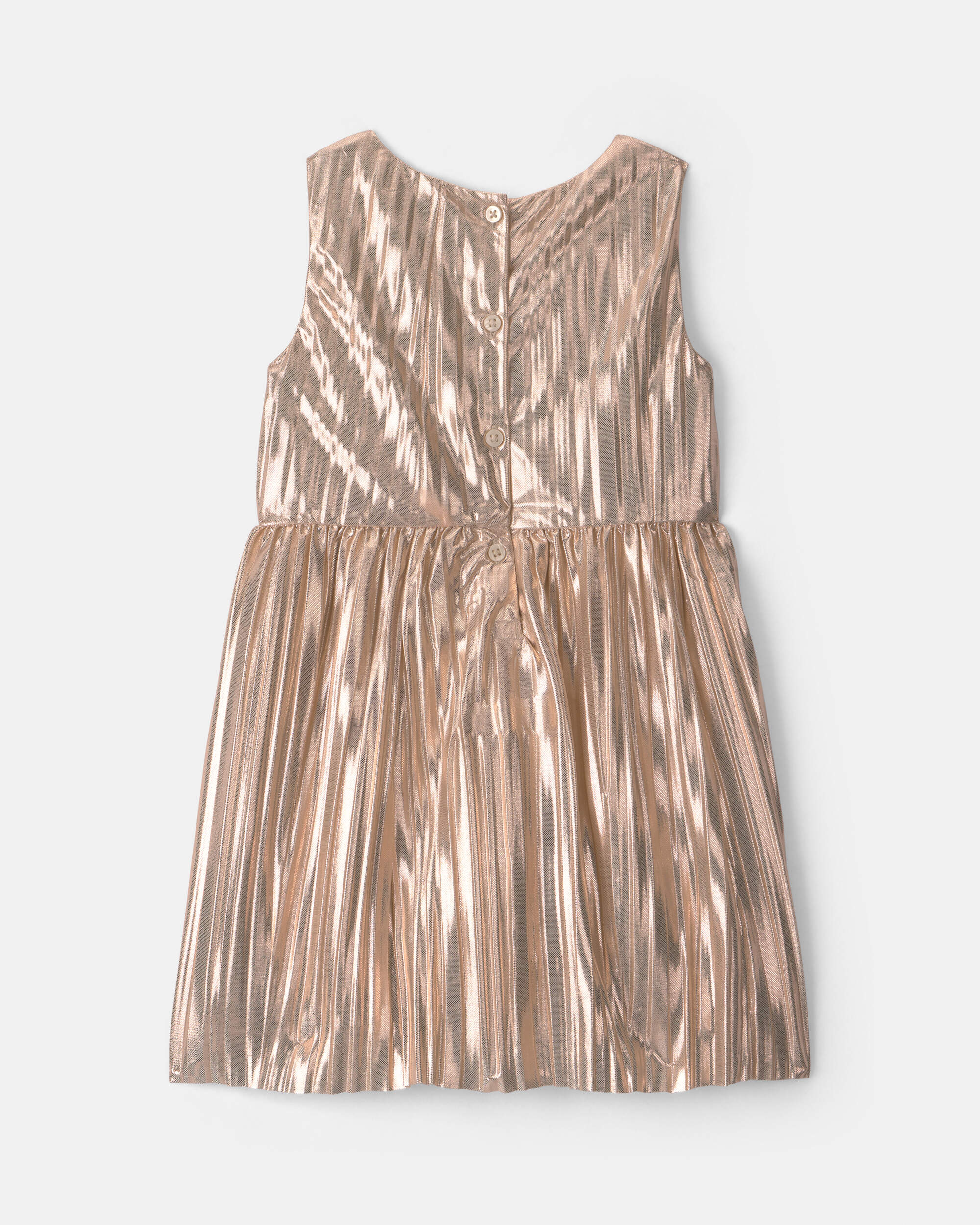 Toddler Girl Metallic Crinkle Bow Dress - Gold