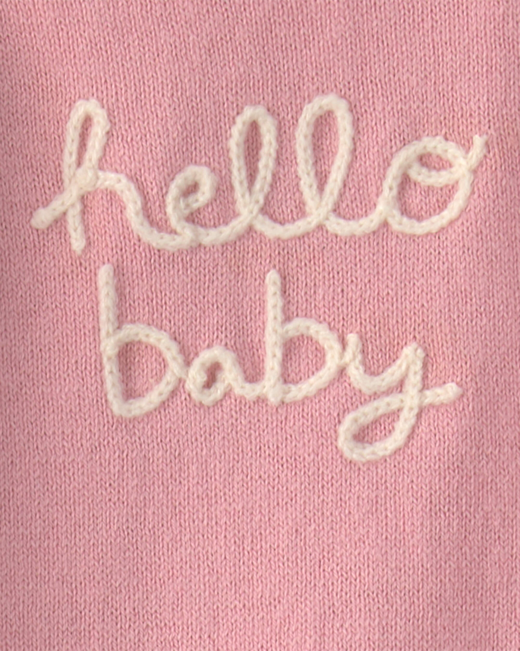 Baby Girl 2-Piece 'Hello Baby' Long-Sleeve Top & Pant Set - Pink