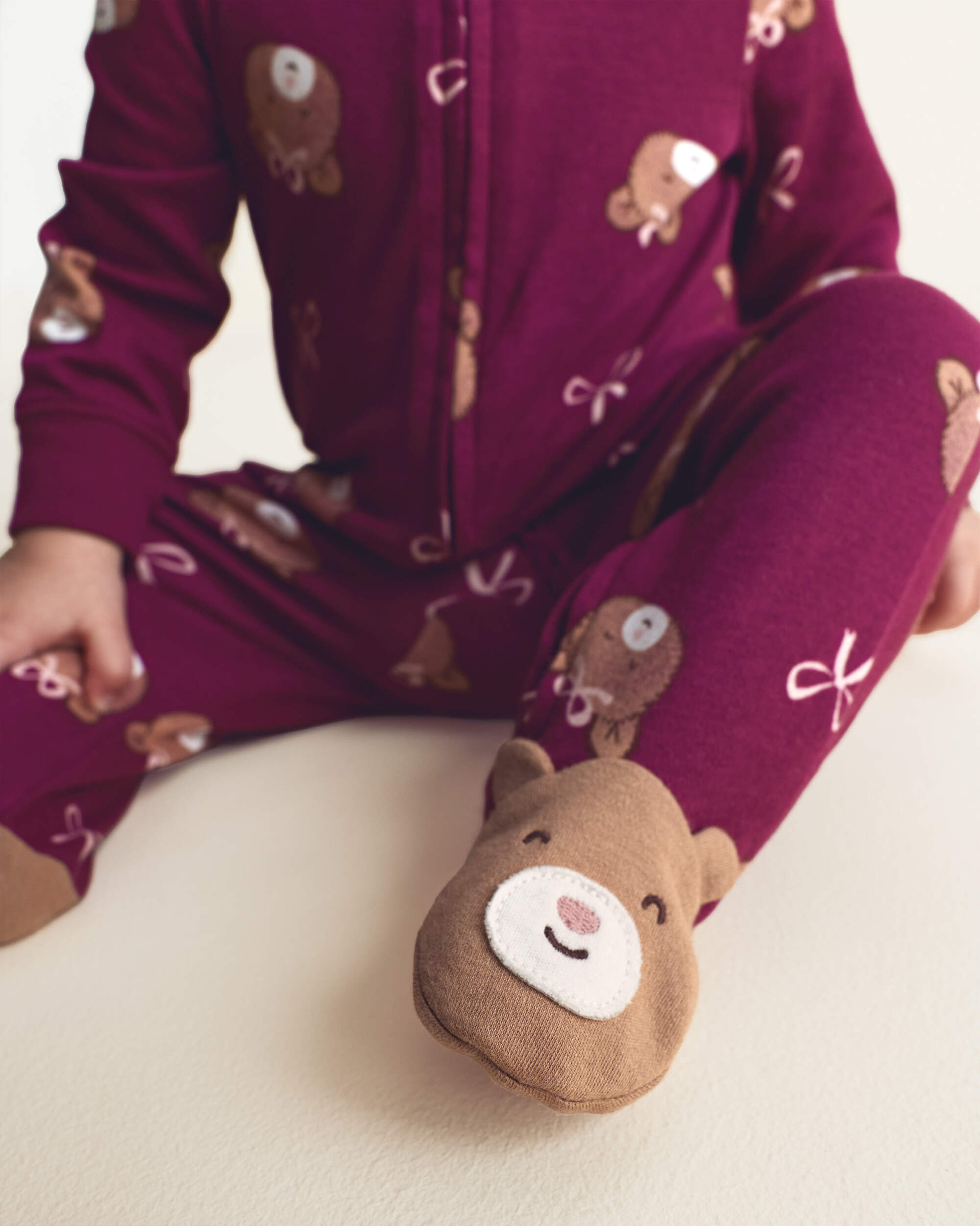 Baby Girl Bear 100% Cotton 2-Way Zip Sleeper - Purple
