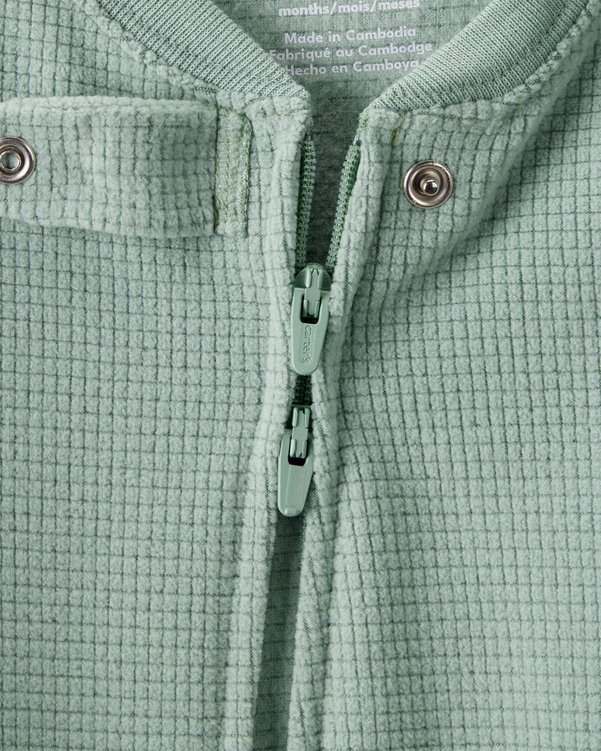 Baby Boy Loose Fit Long-Sleeve 2-Way Zip 1-Piece Pyjamas - Green