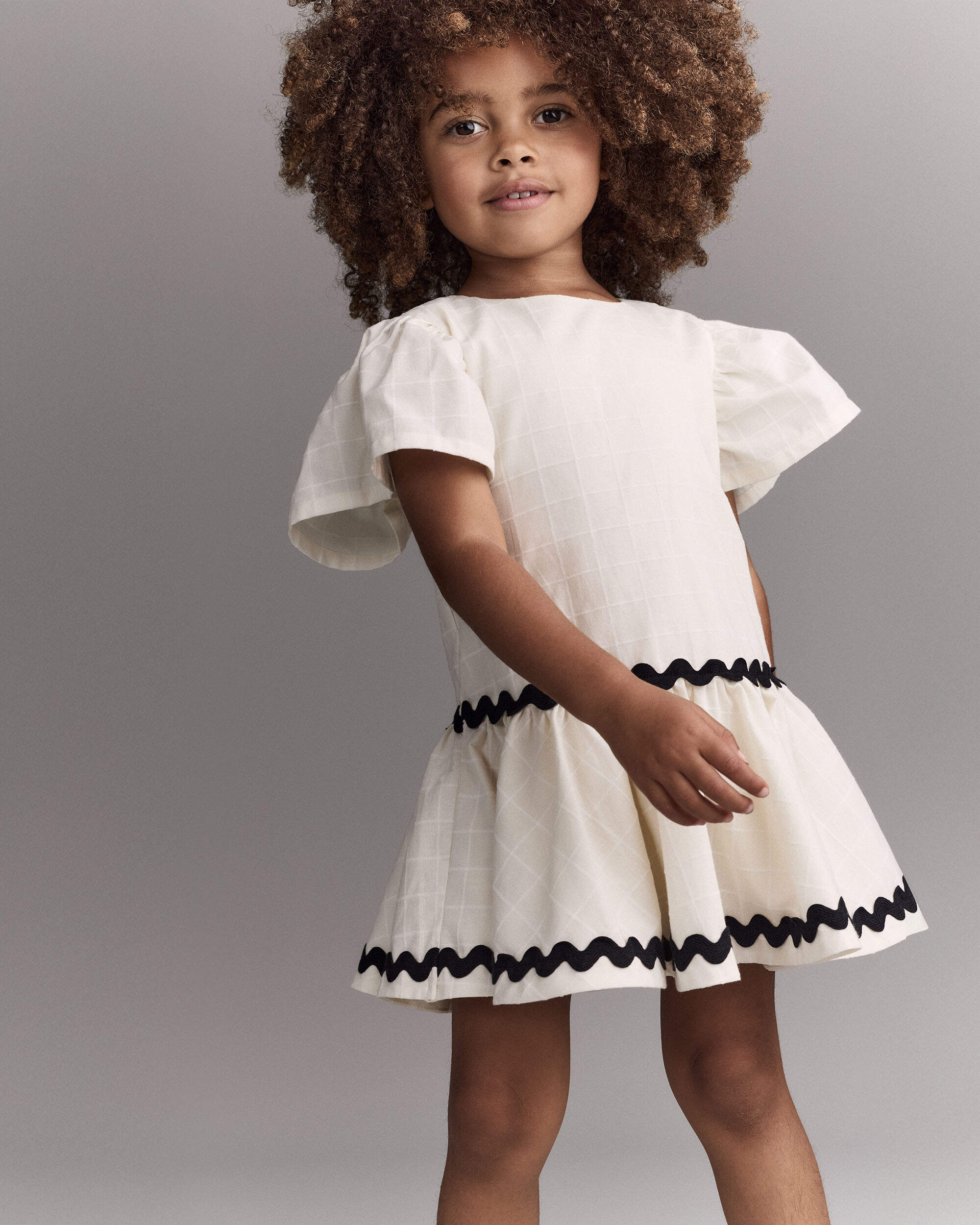 Toddler Girl Short-Sleeve Peplum Dress - Cream