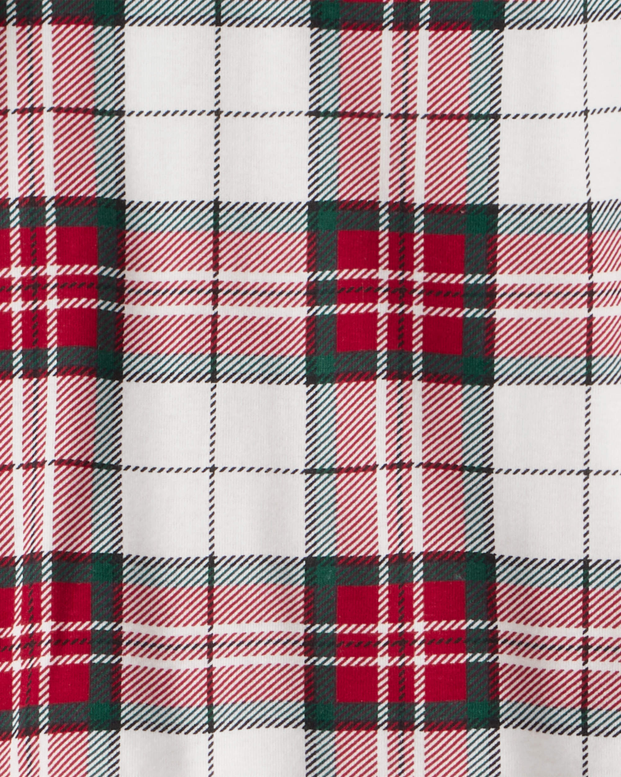 Kid Plaid Print 100% Cotton Long-Sleeve Snug Fit 2-Piece Pajamas - Red/Green