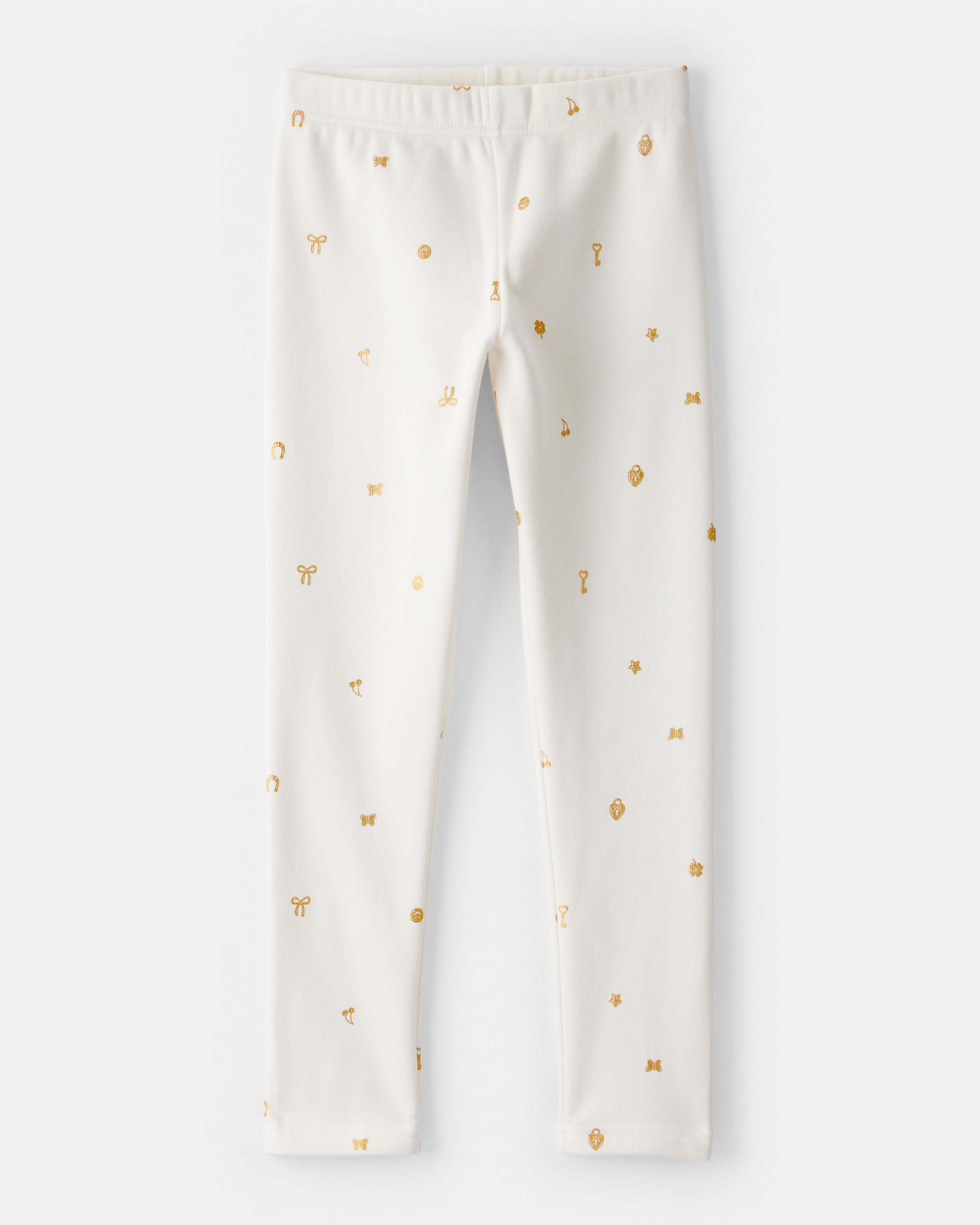 Kid Star Pull-On Stretch Cozy Leggings - Cream